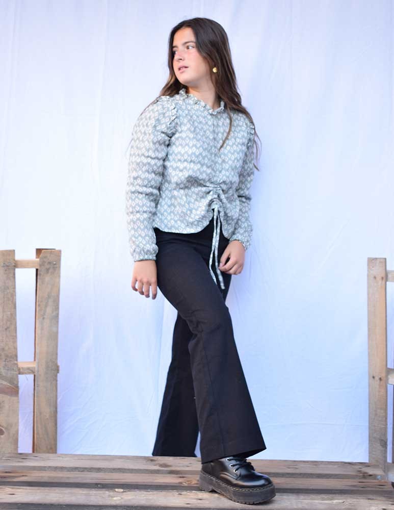 Pantalón culotte teen jean negro