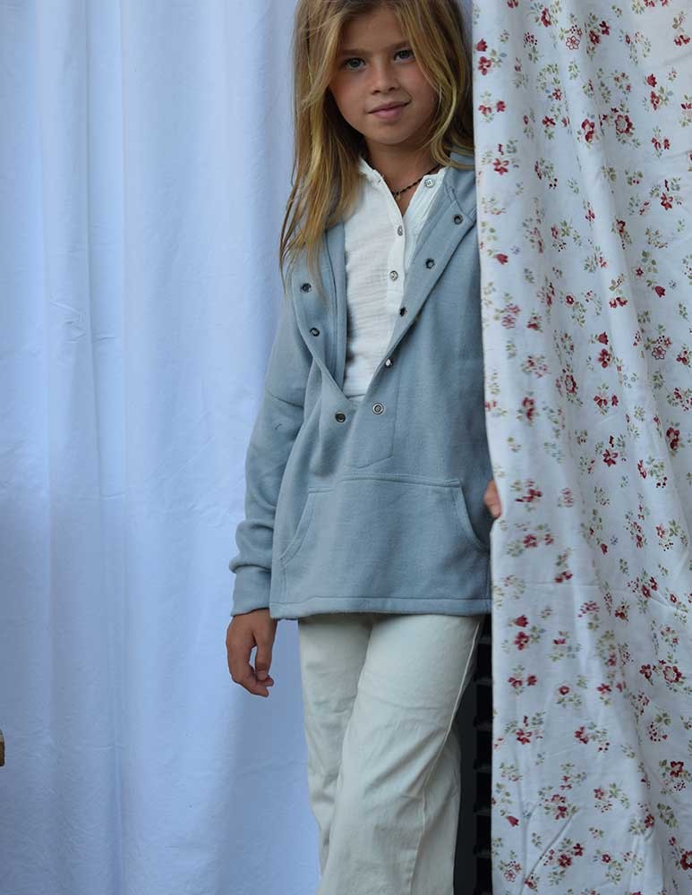 Pantalón culotte recto bolsillos blanco roto