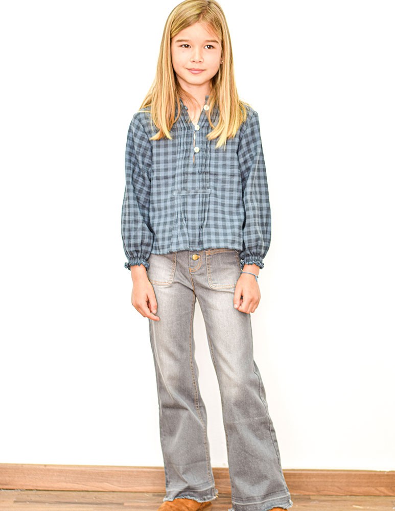Blusa cuadros junior azul
