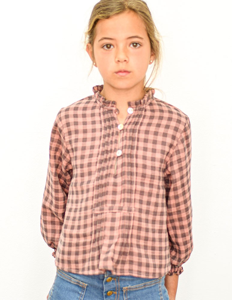 Blusa cuadros junior rosa