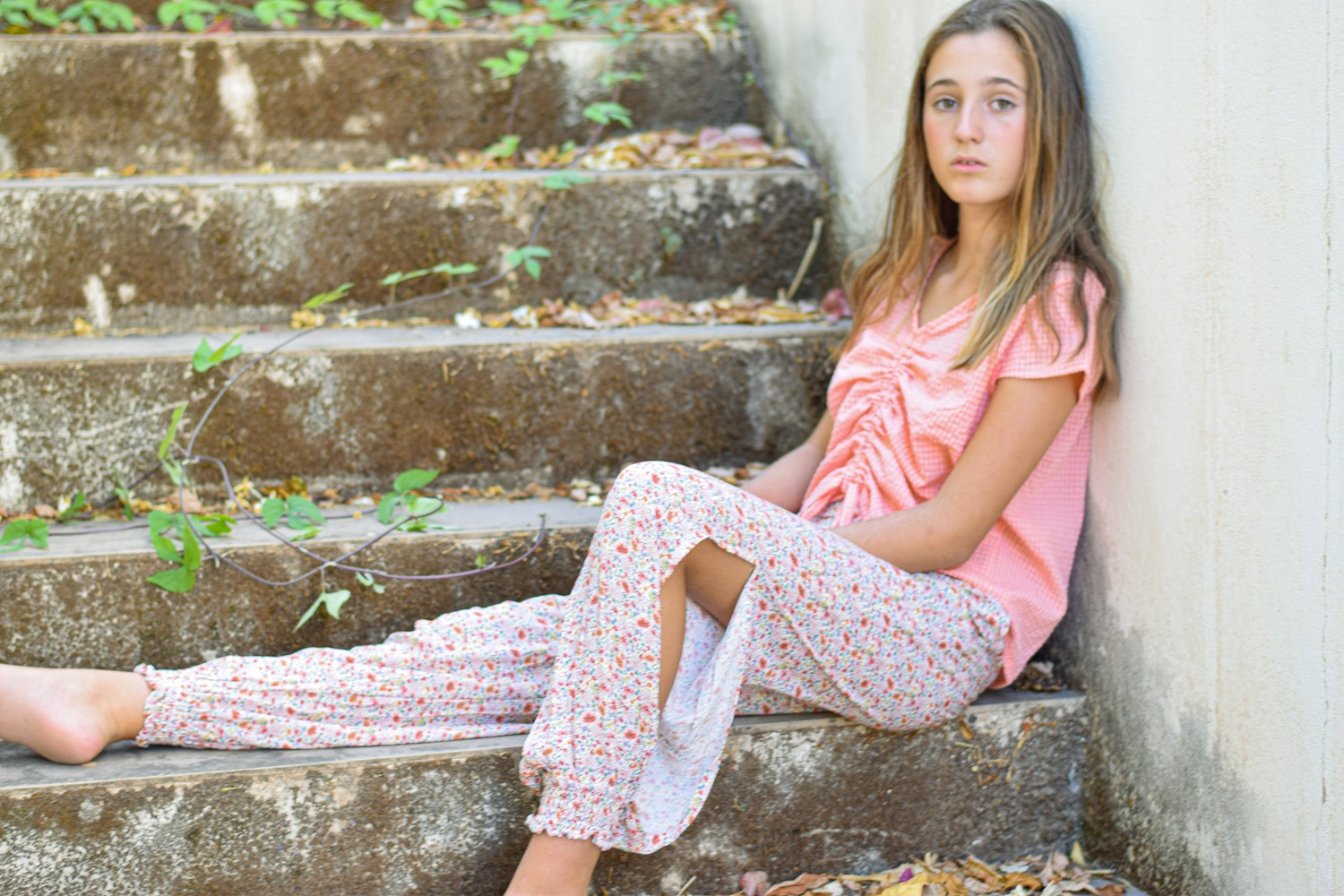 Pantalón moruno flores coral