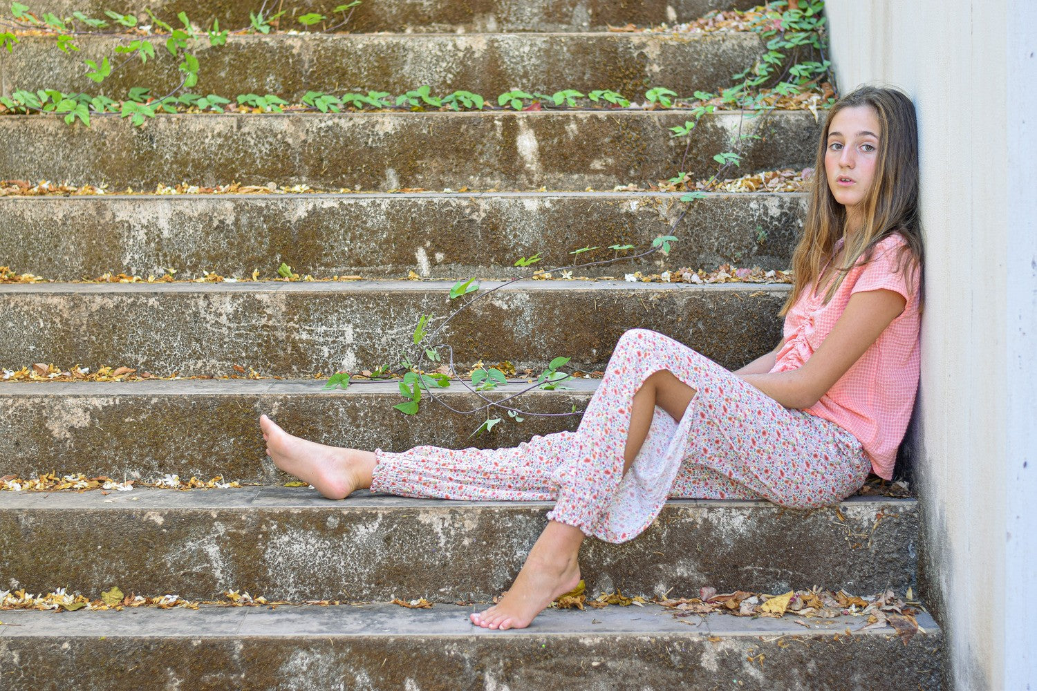 Pantalón moruno flores coral