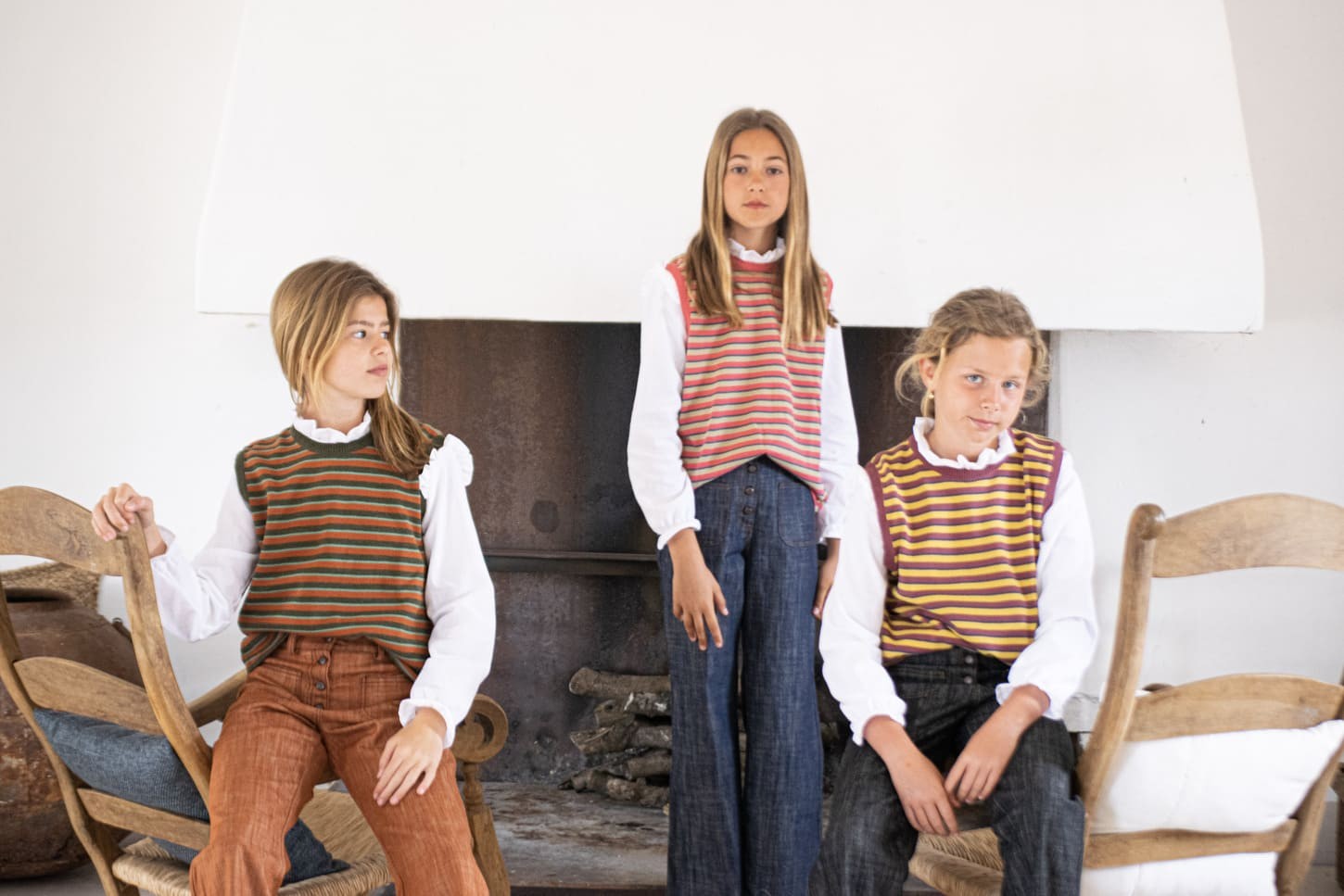 chaleco rayas fucsia/camel