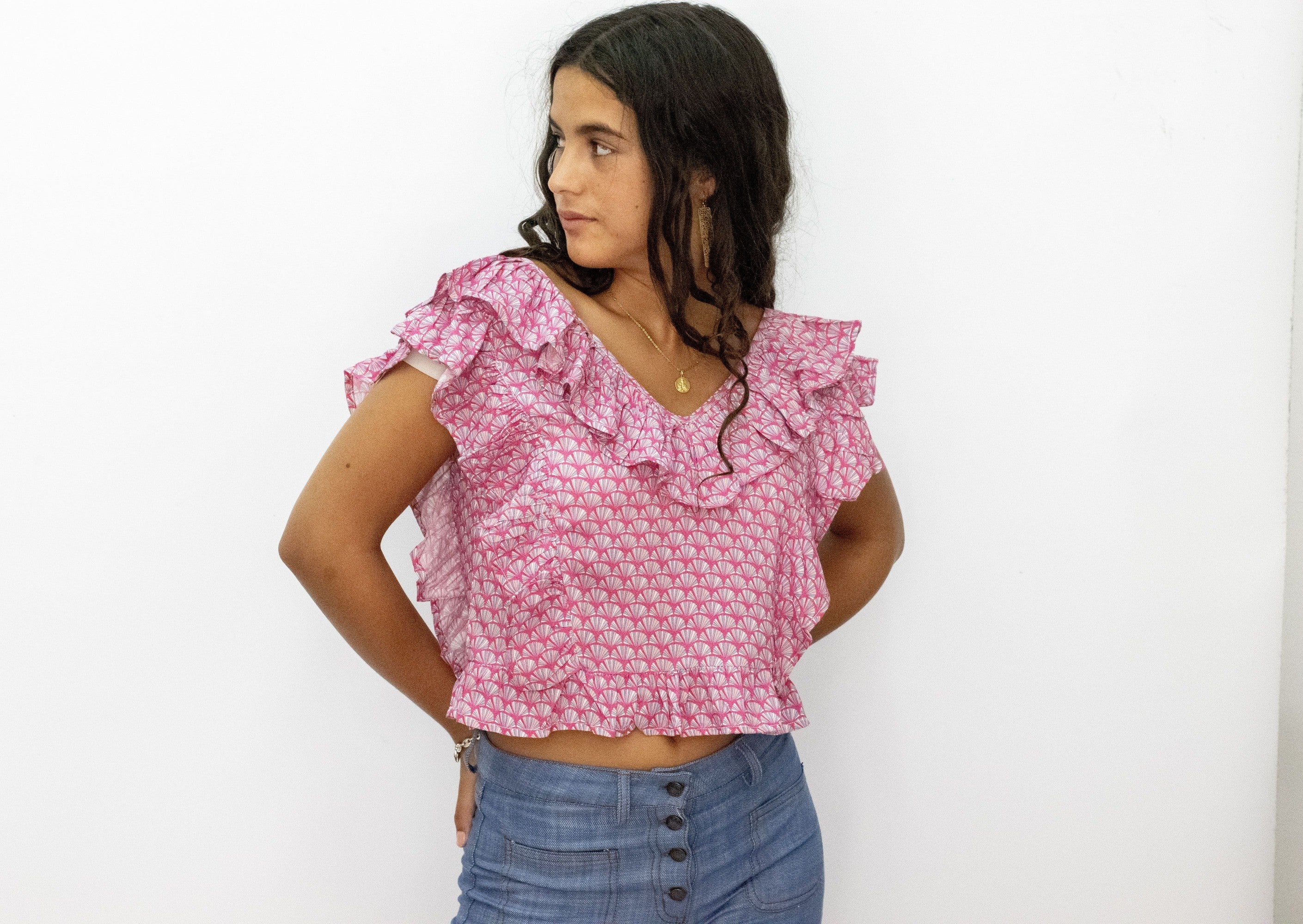 TOP LAZO ROSA