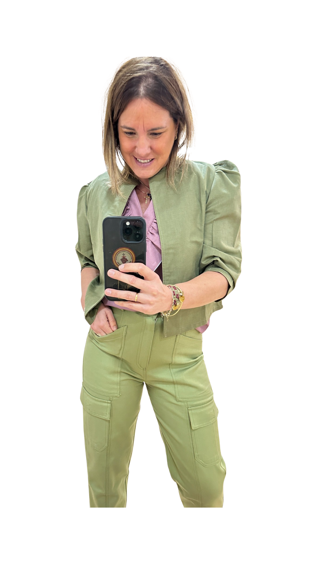 PANTALON JEAN CARGO VERDE – Dímelo Hilando