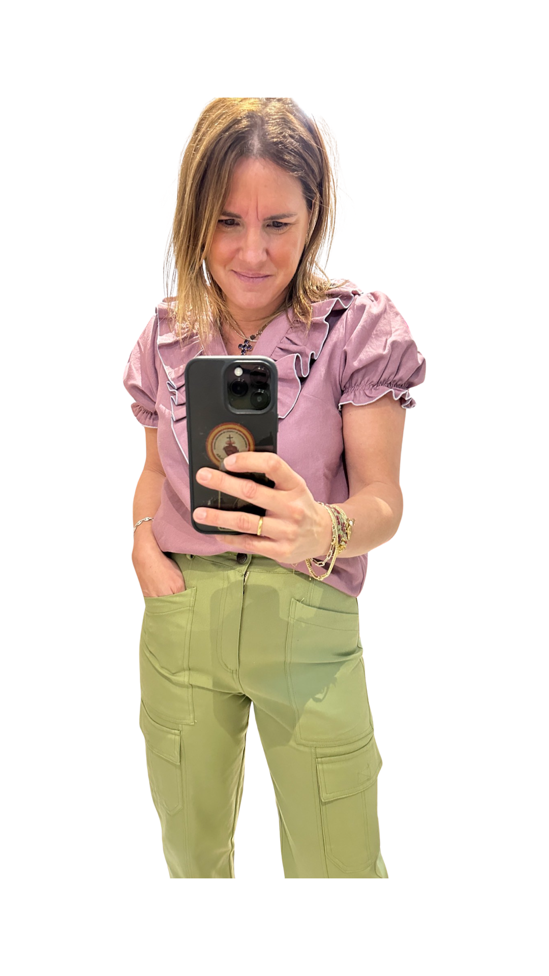 PANTALON JEAN CARGO VERDE