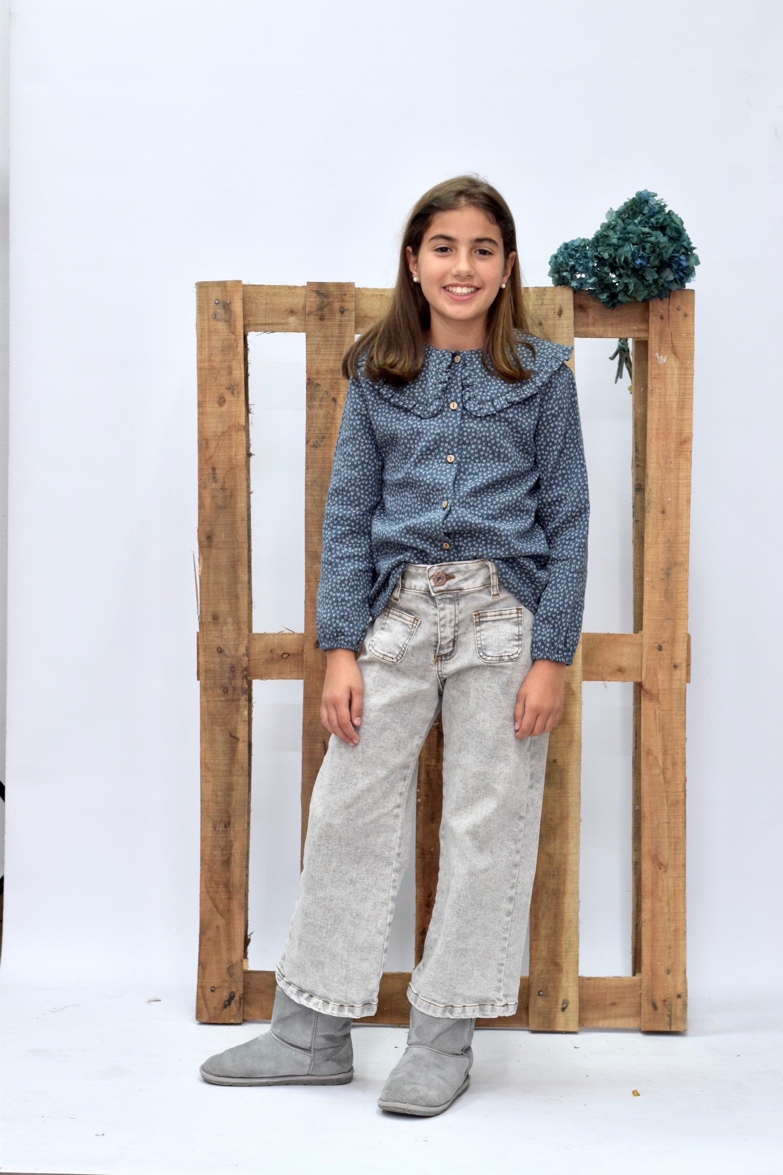 Blusa Bobo Corazones azul petróleo Niña/Teen