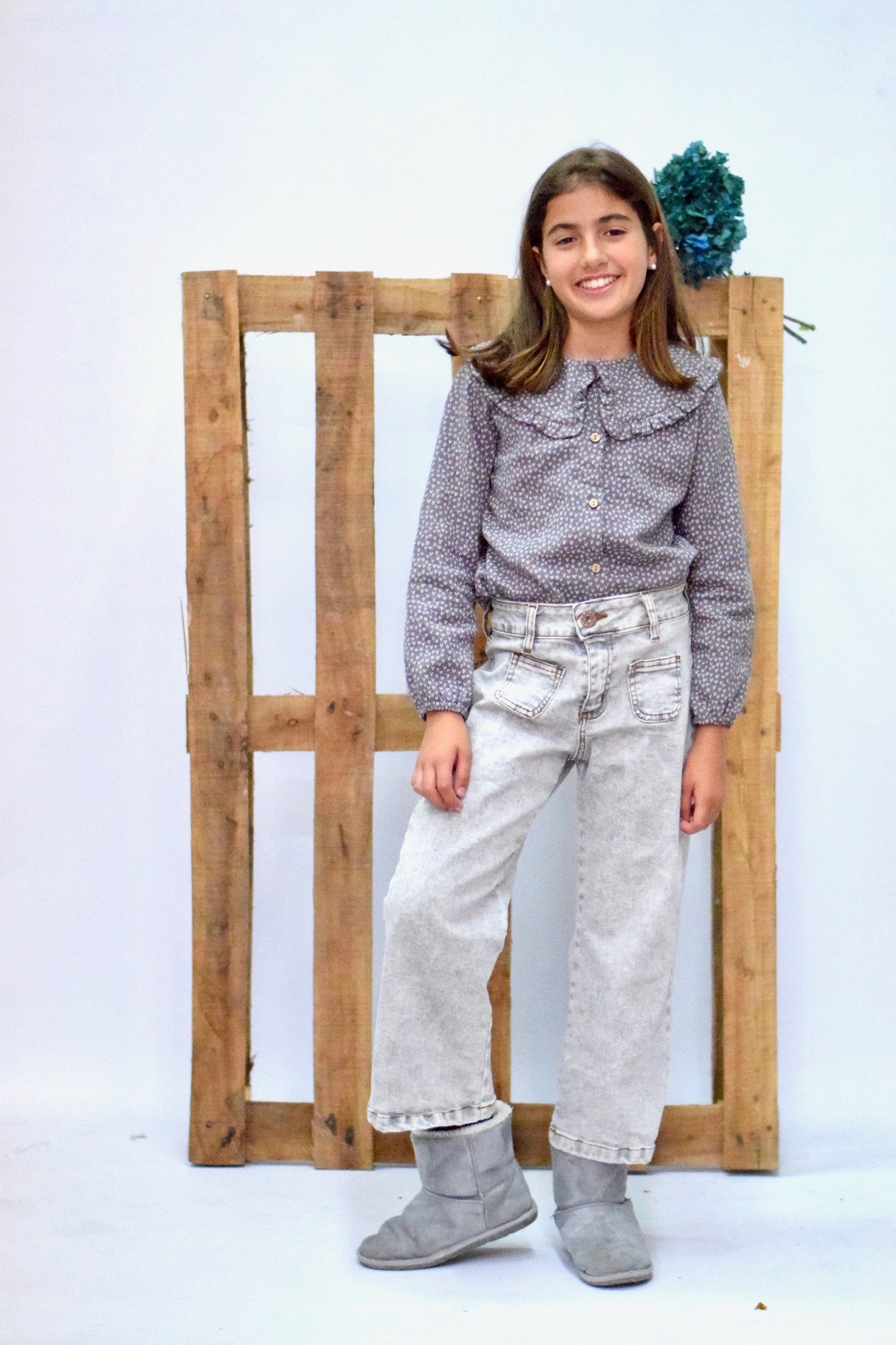 Blusa Bobo Corazones gris Niña/Teen