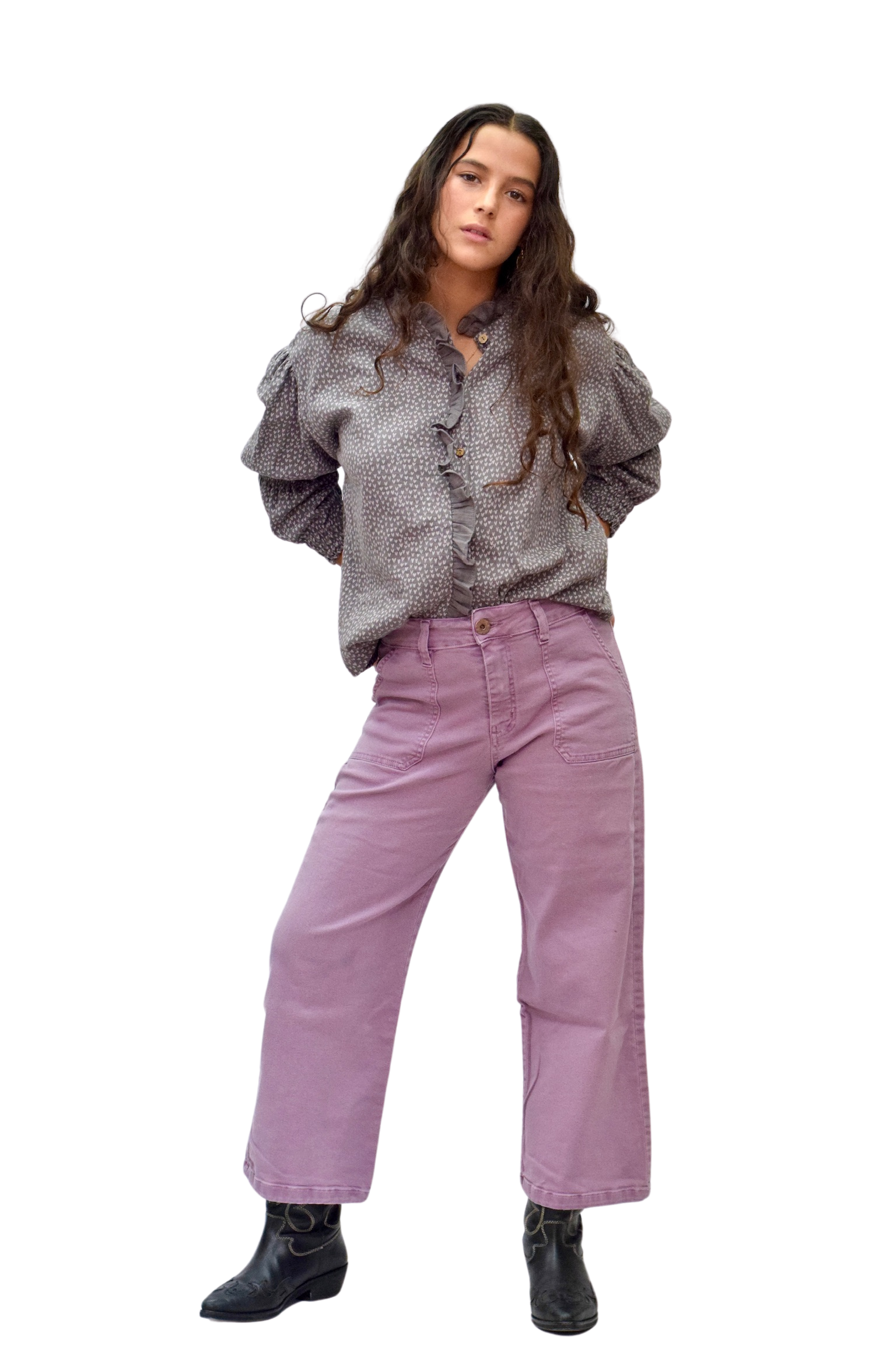 Blusa Volantes Corazones gris Chica/Mujer