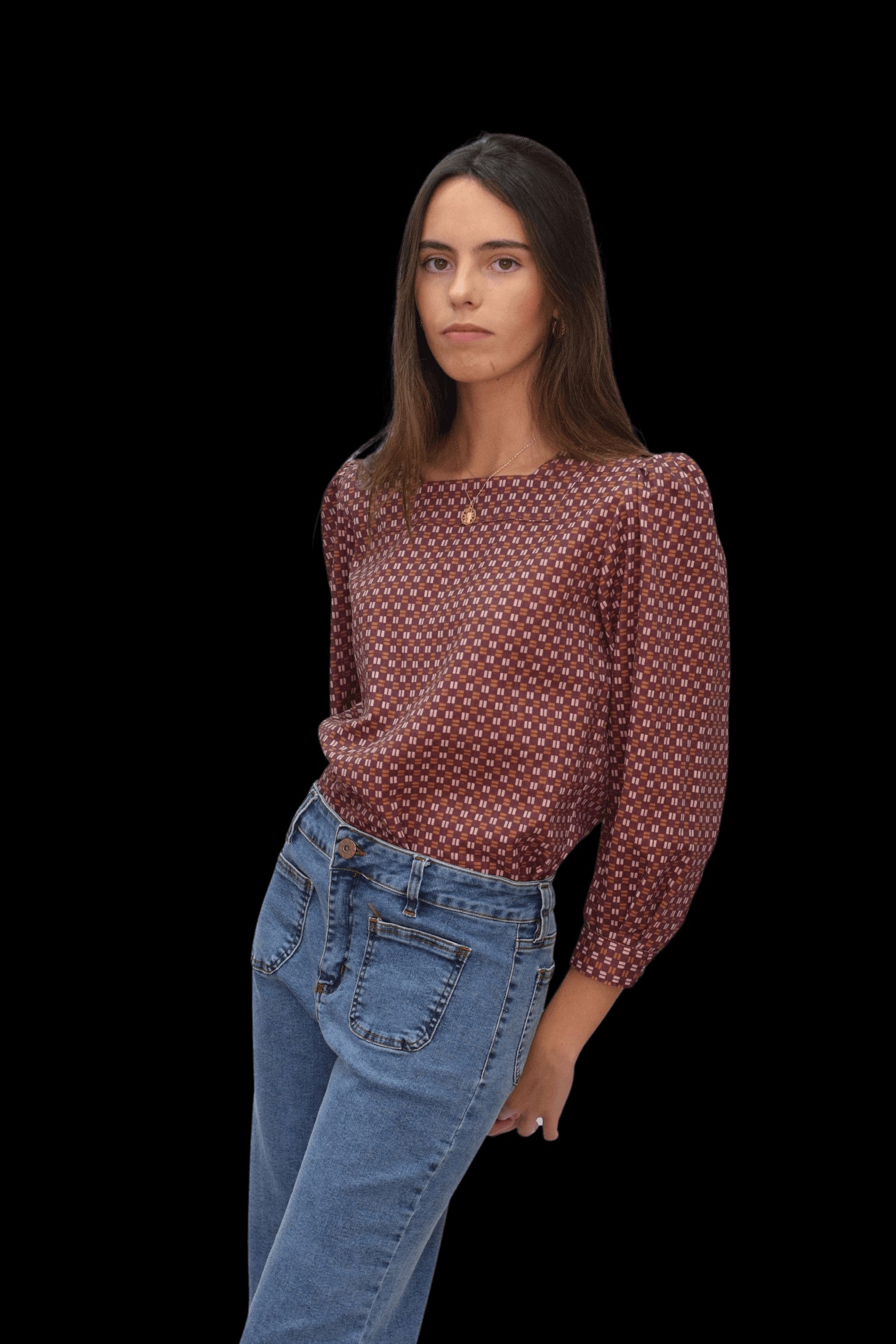 Blusa Geo color grana Chica/Mujer