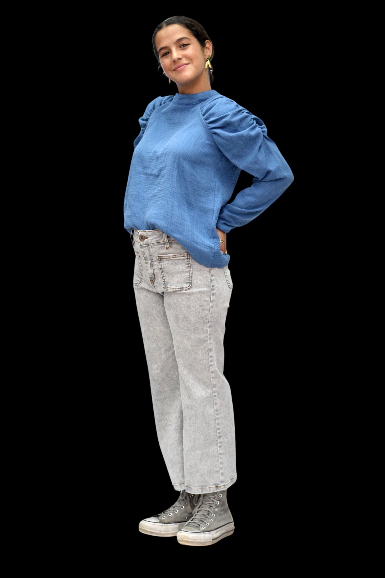 Blusa Abullonada azul Chica/Mujer