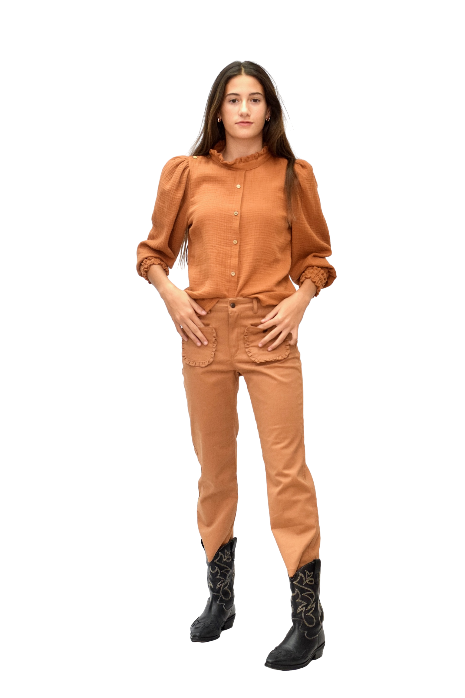 Culotte à volants camel Fille/Femme