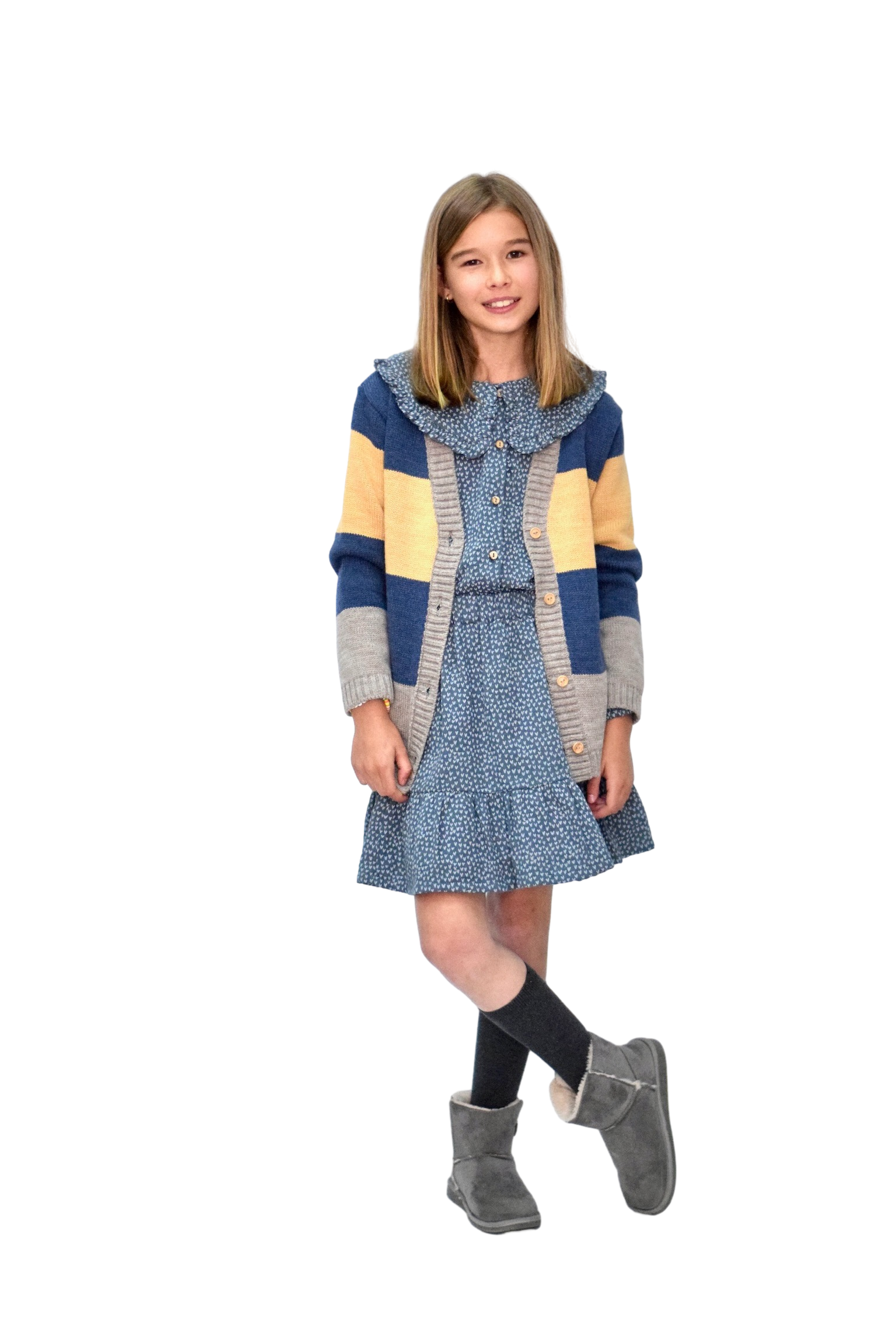 Chaqueta Tricolor azul-mostaza Niña/Teen