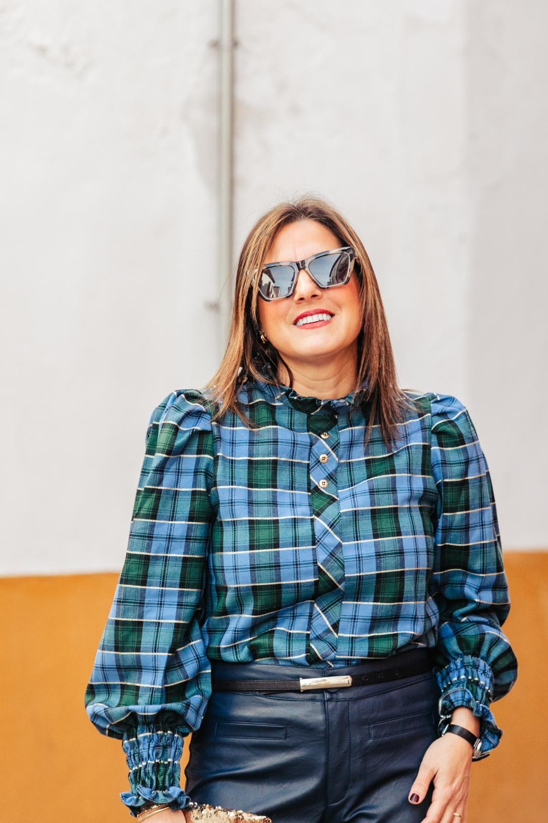 Blusa azul Tartán Mujer