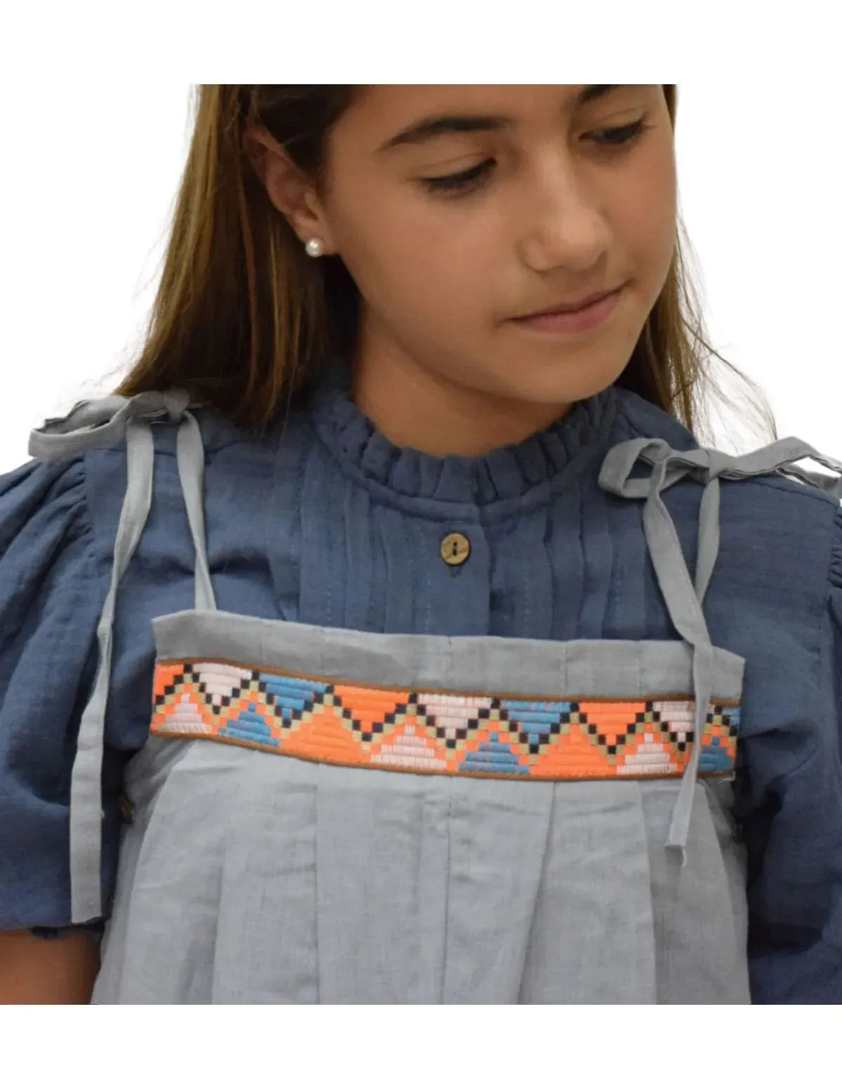 BLUSA GASA MAO AZUL NIÑA/TEEN