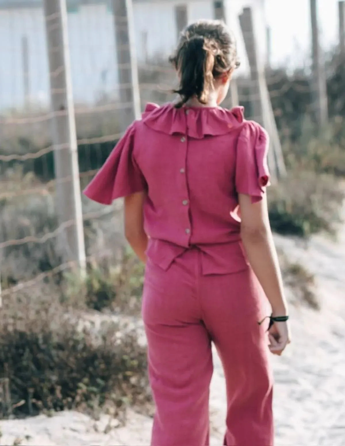 PANTALÓN LINO FLUIDO FUCSIA NIÑA/TEEN
