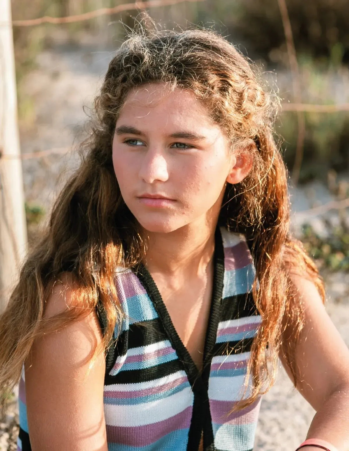 CHALECO RAYAS MALVA NIÑA/TEEN