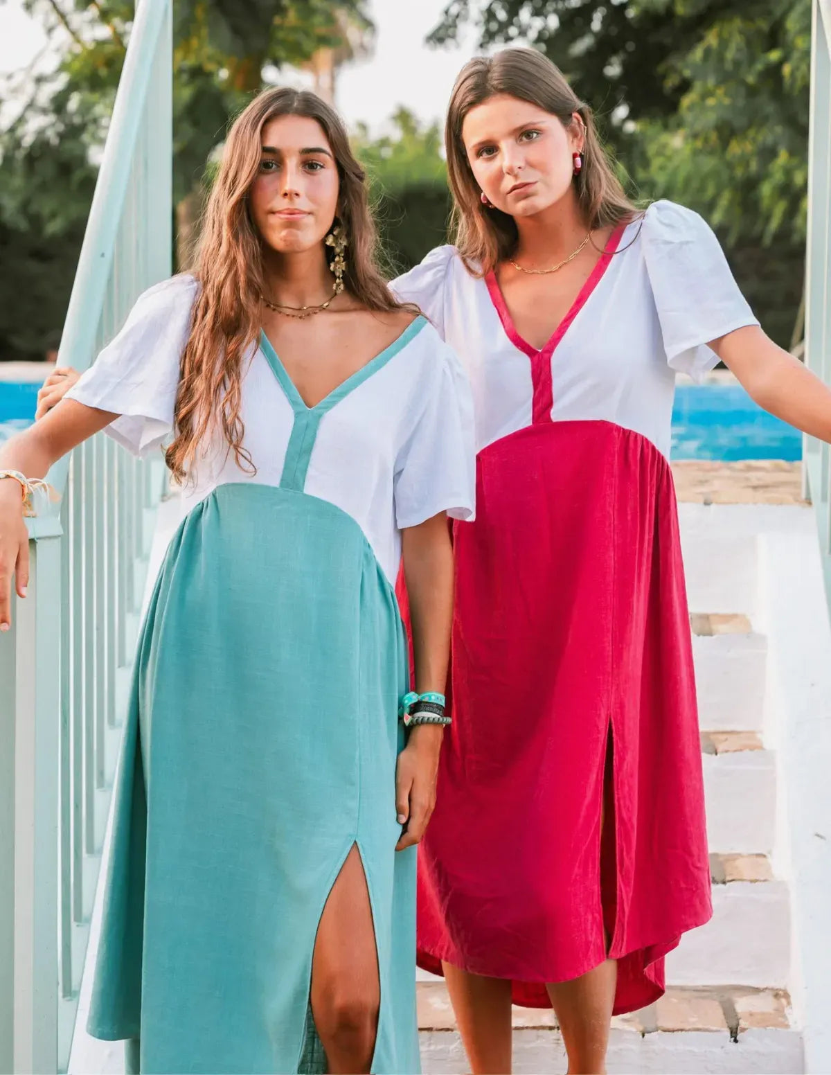 VESTIDO BICOLOR AGUA