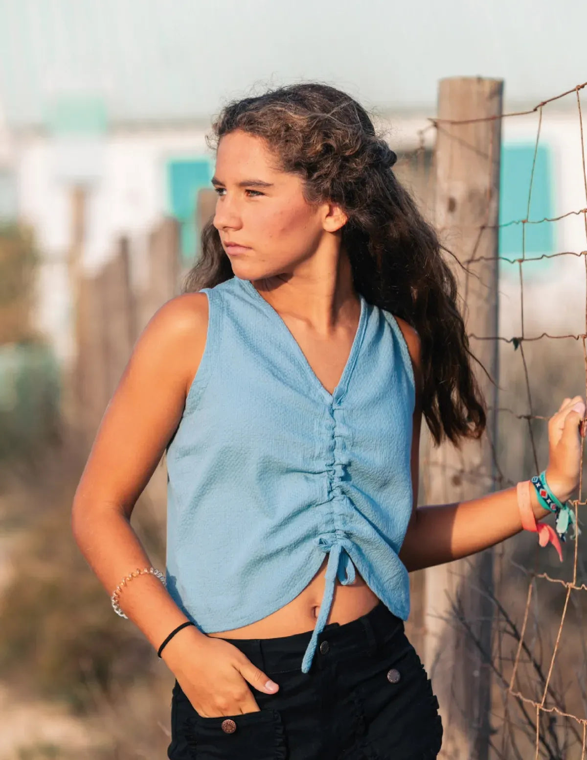 BLUSA CINTAS AZUL