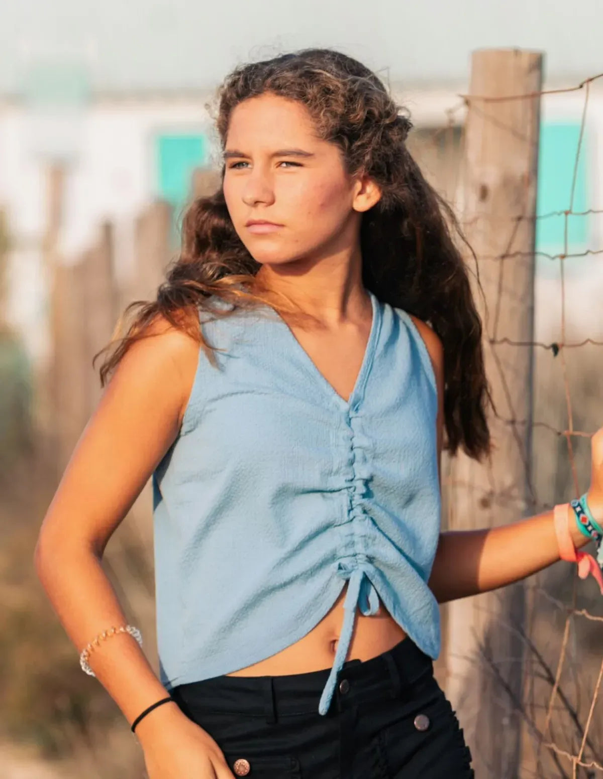 BLUSA CINTAS AZUL