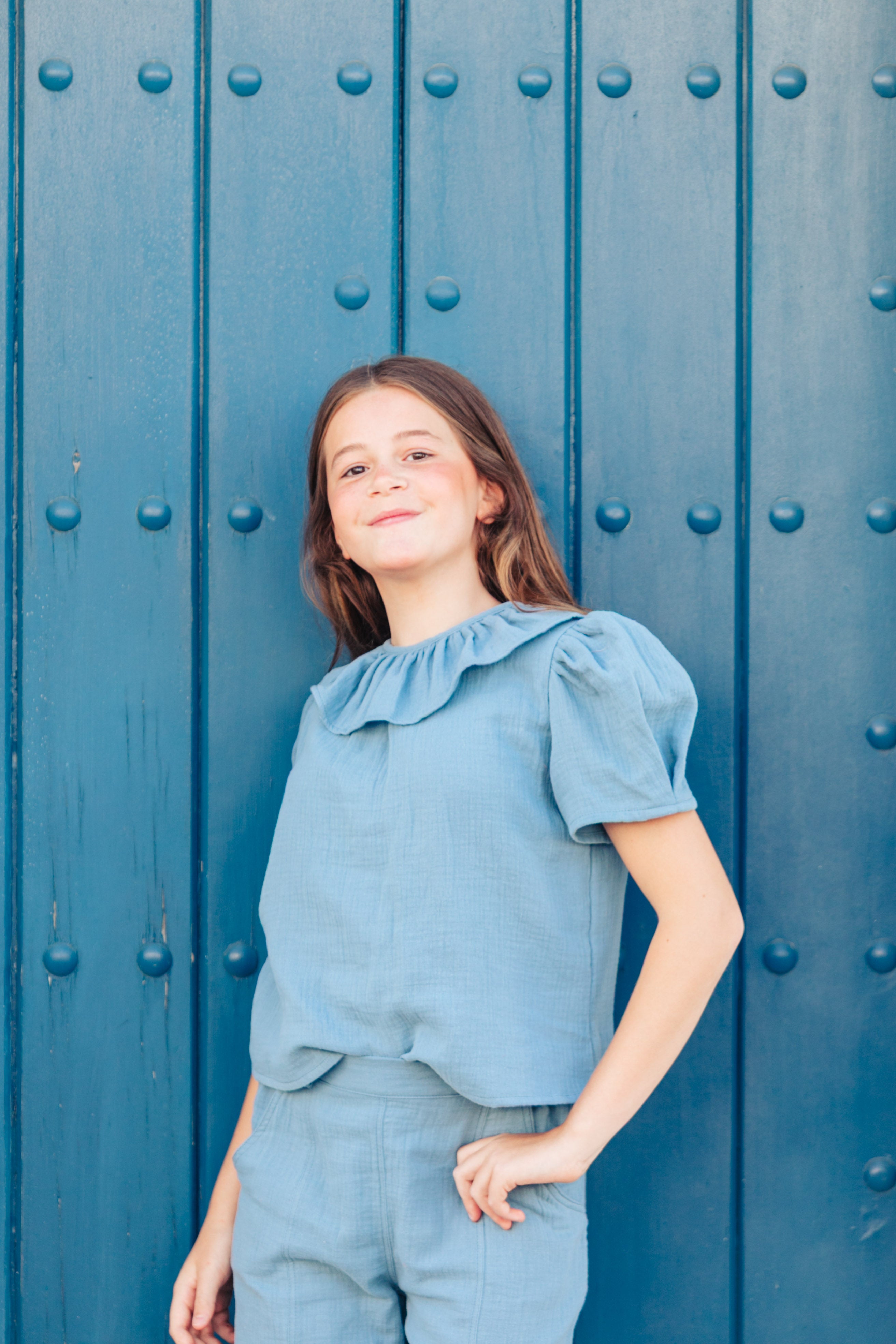 BLUSA BAMBULA NIÑA AZUL EMPOLVADO
