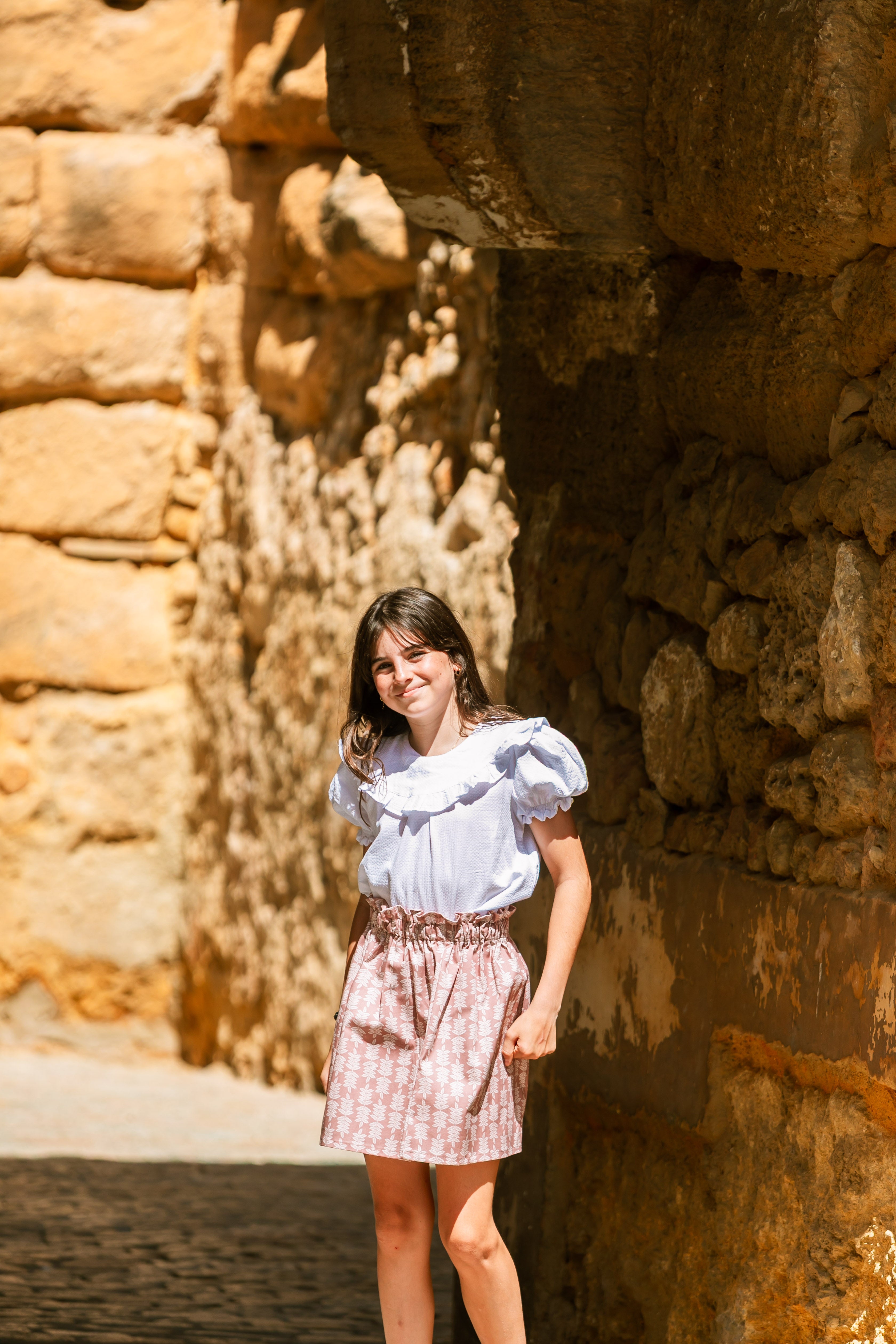 FALDA RAMAS ROSA EMPOLVADO
