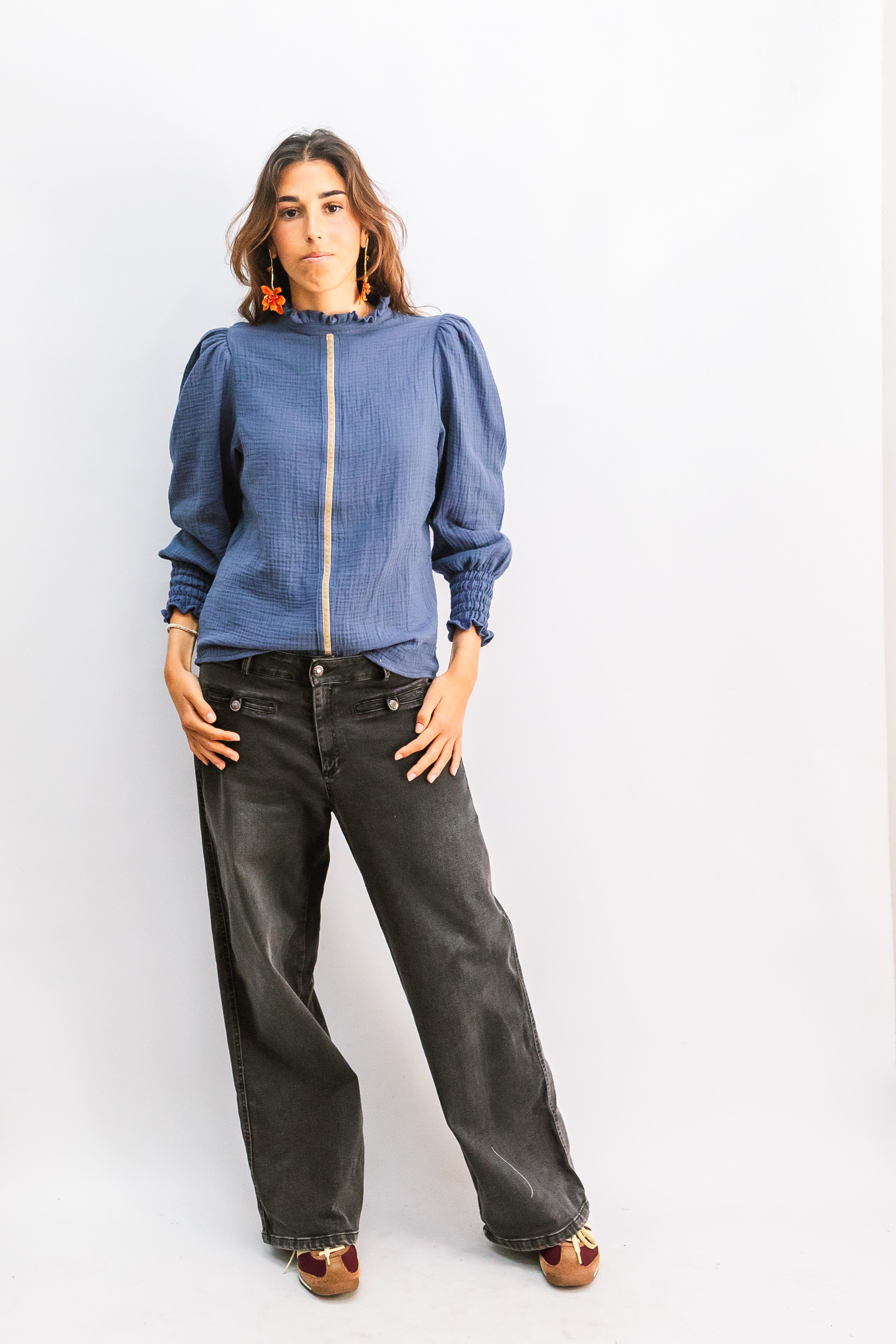 BLUSA MAO LISA AZUL MUJER
