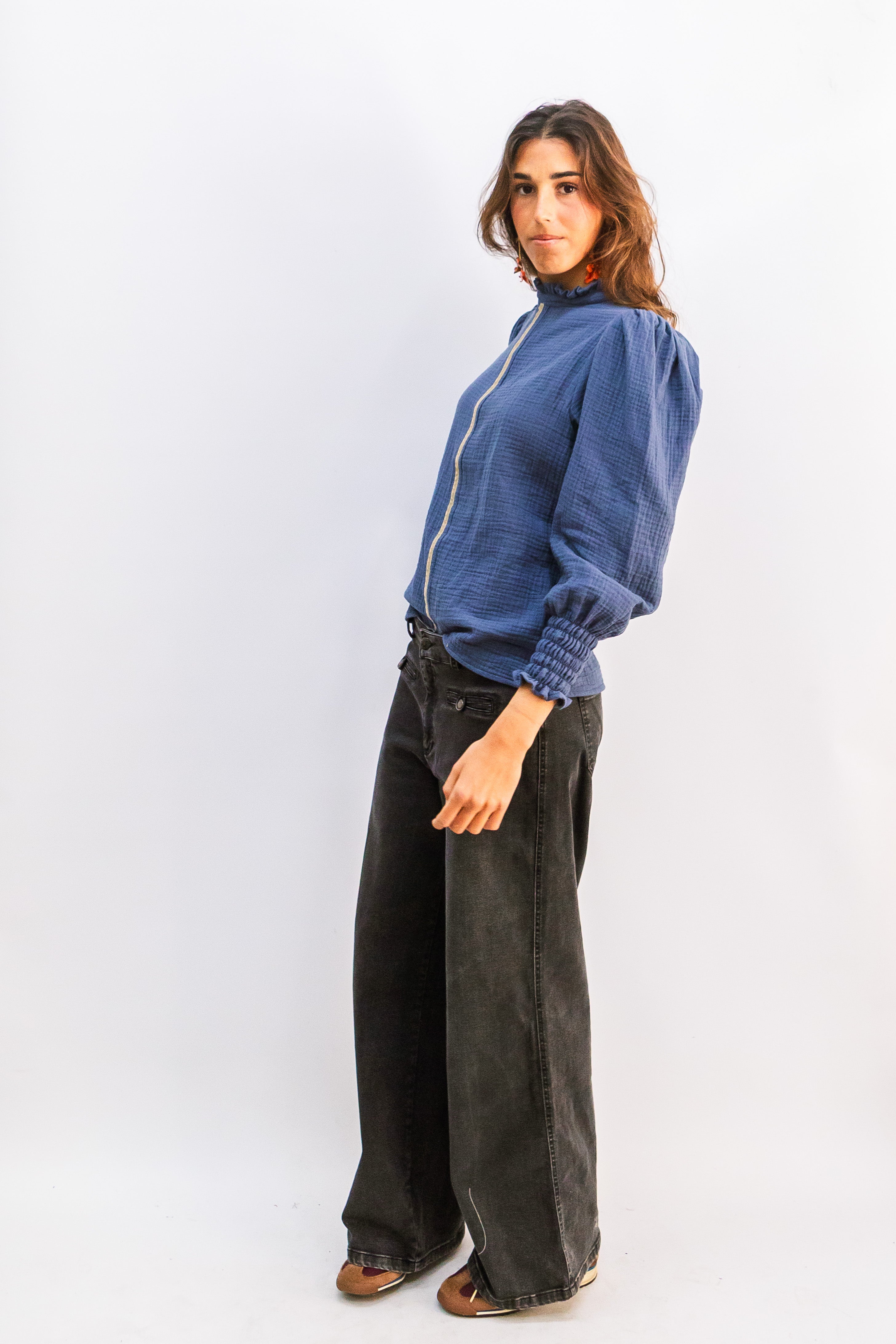 BLUSA MAO LISA AZUL MUJER