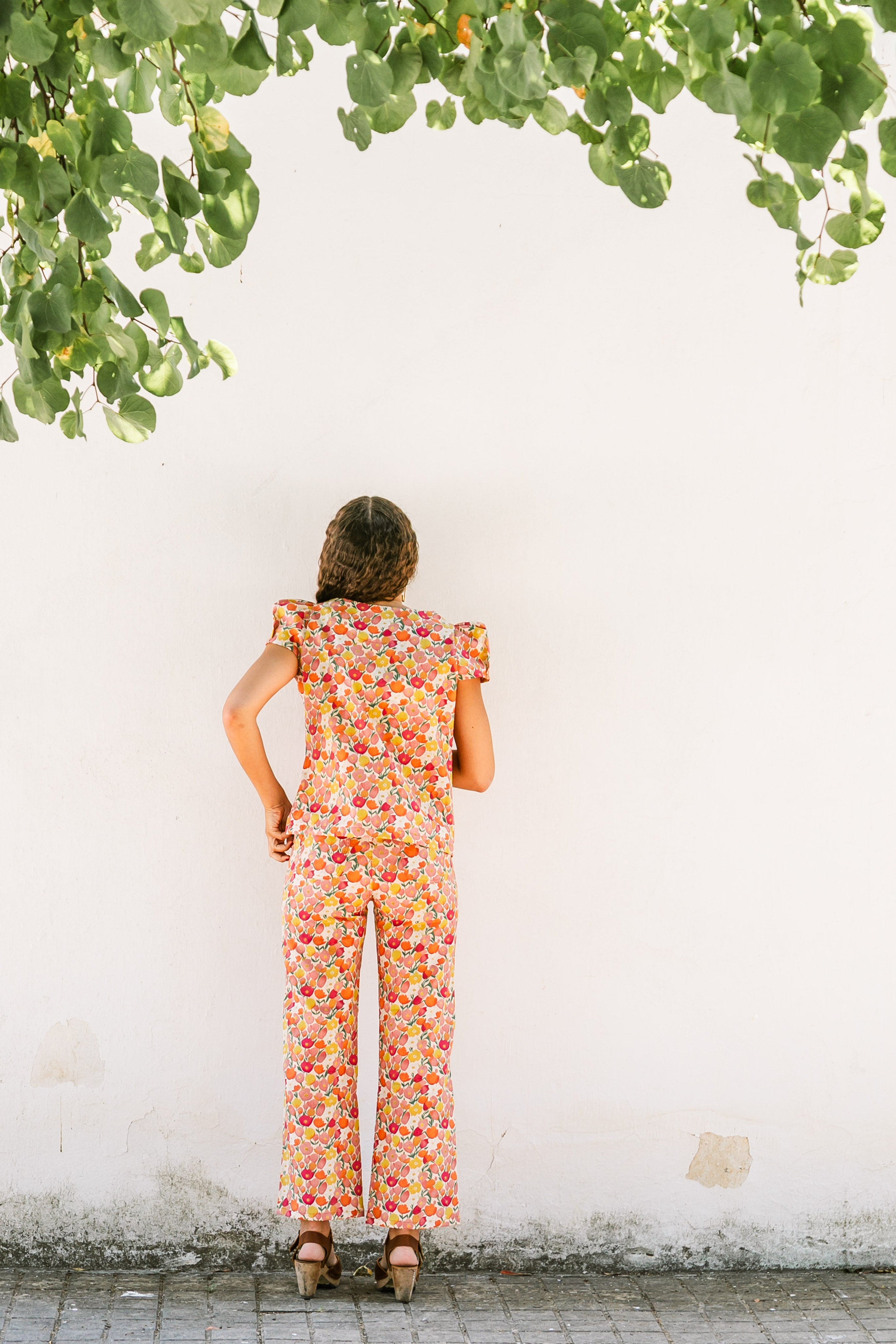 PANTALÓN TULIPANES LINO NARANJA