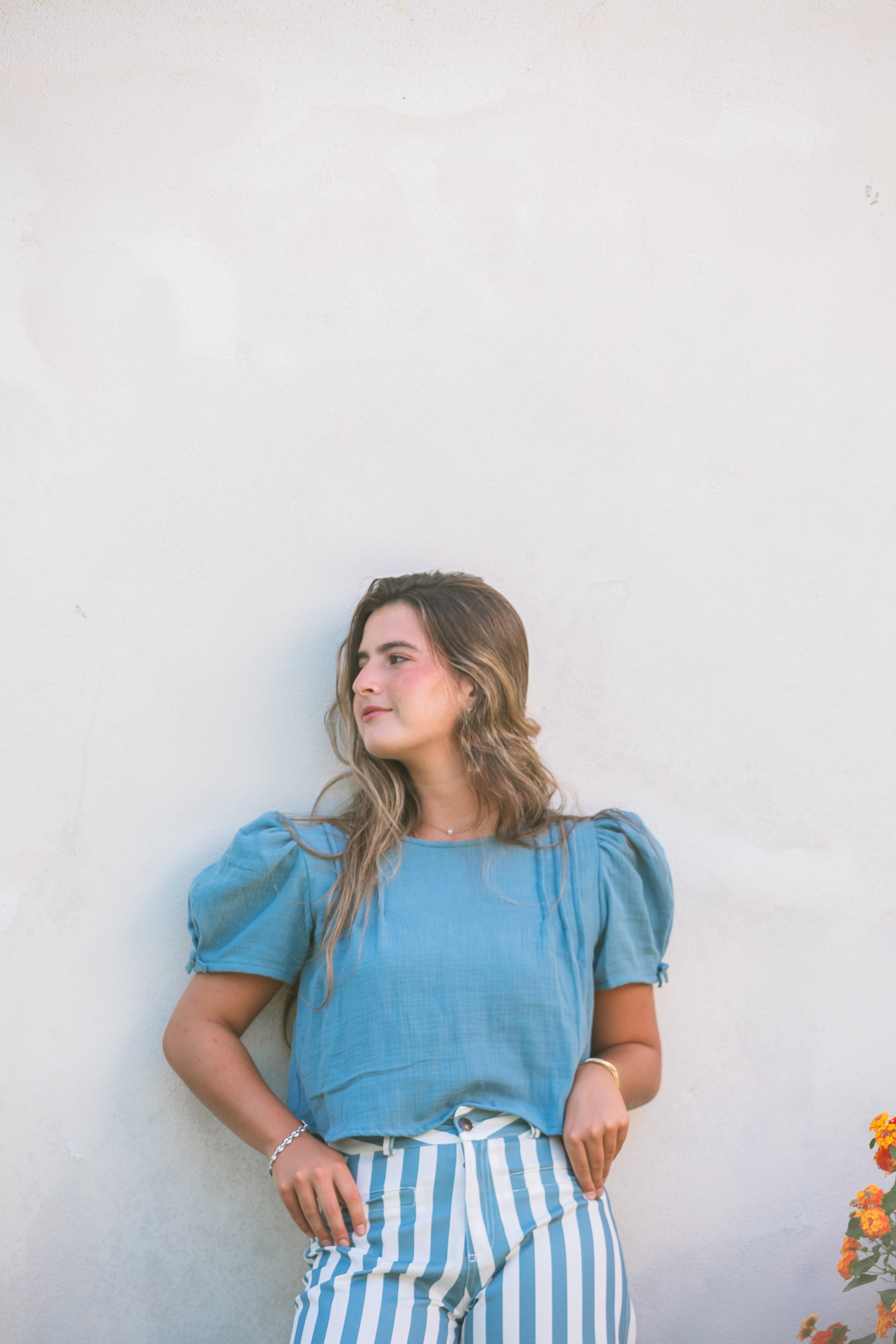TOP BAMBULA AZUL EMPOLVADO
