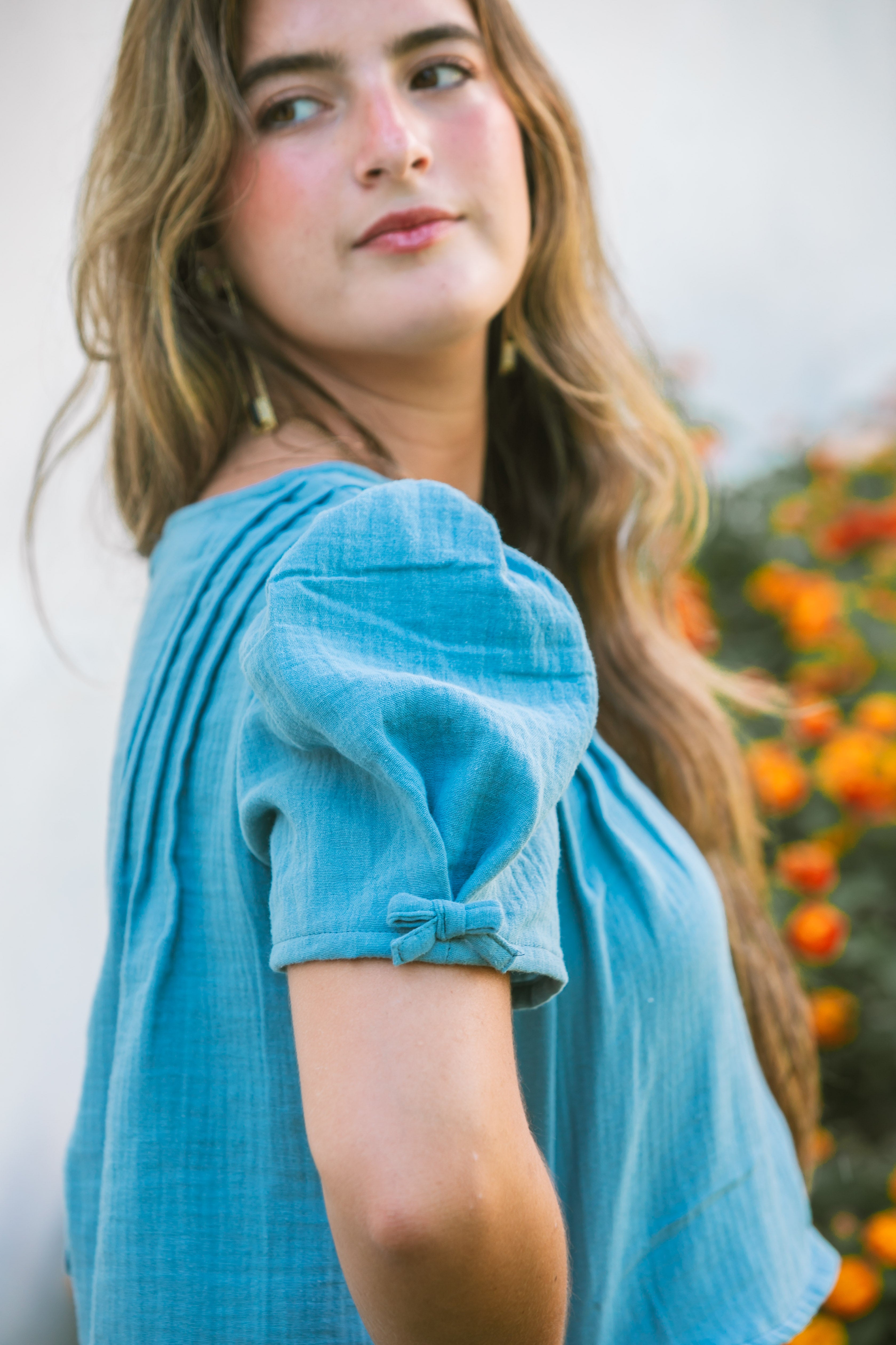 TOP BAMBULA AZUL EMPOLVADO