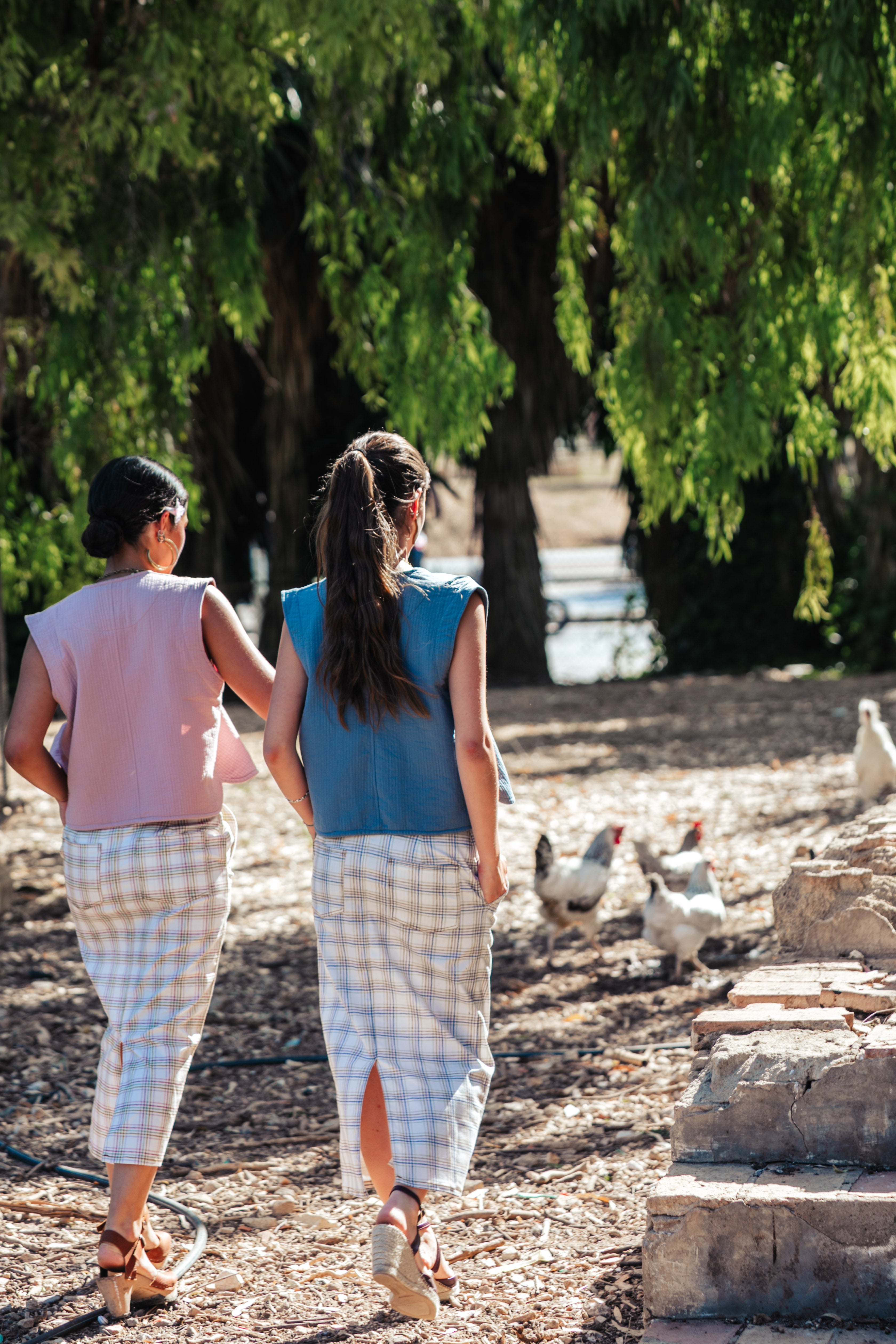 FALDA CUADROS AZUL EMPOLVADO