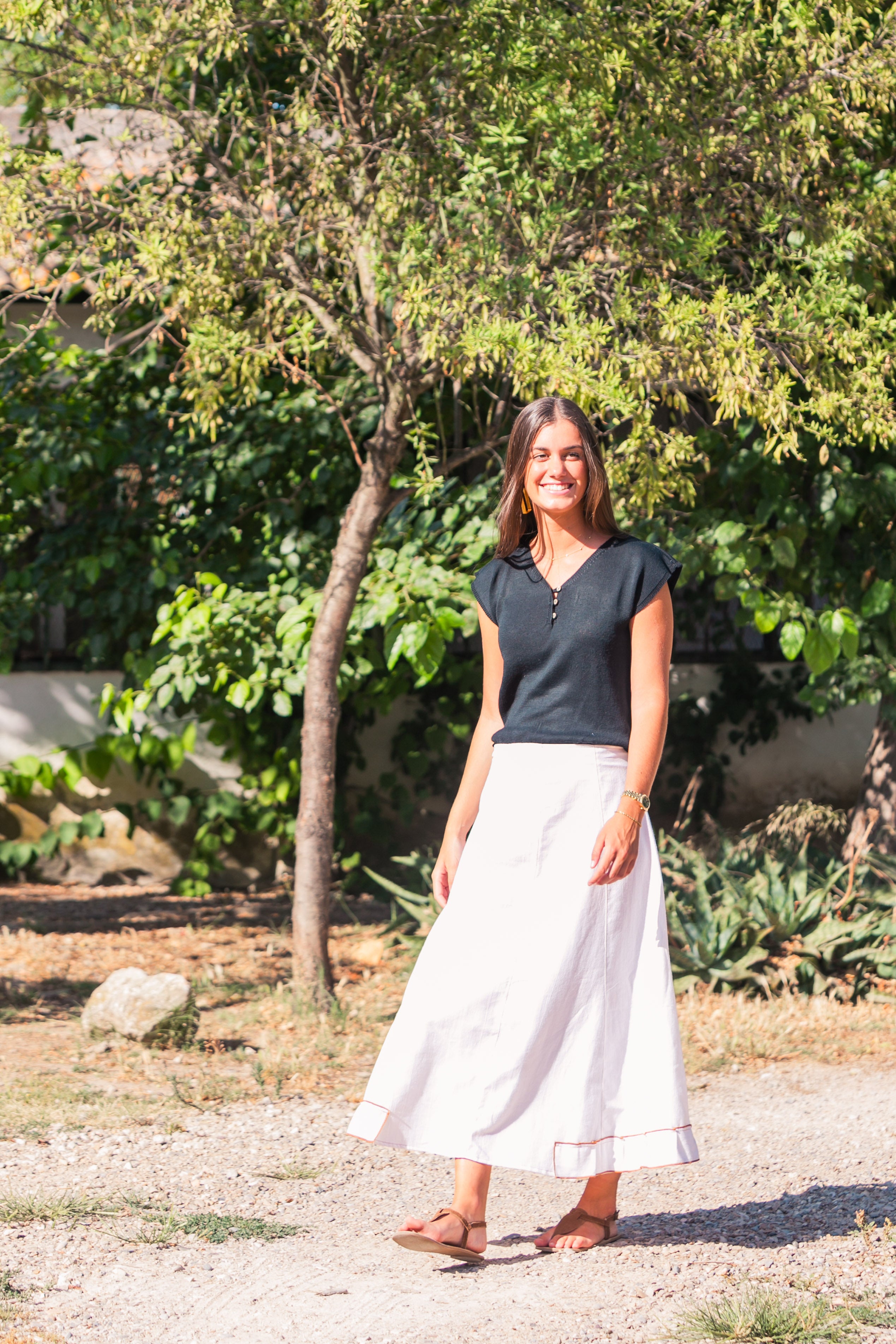 FALDA LINO VAQUERA NATURAL