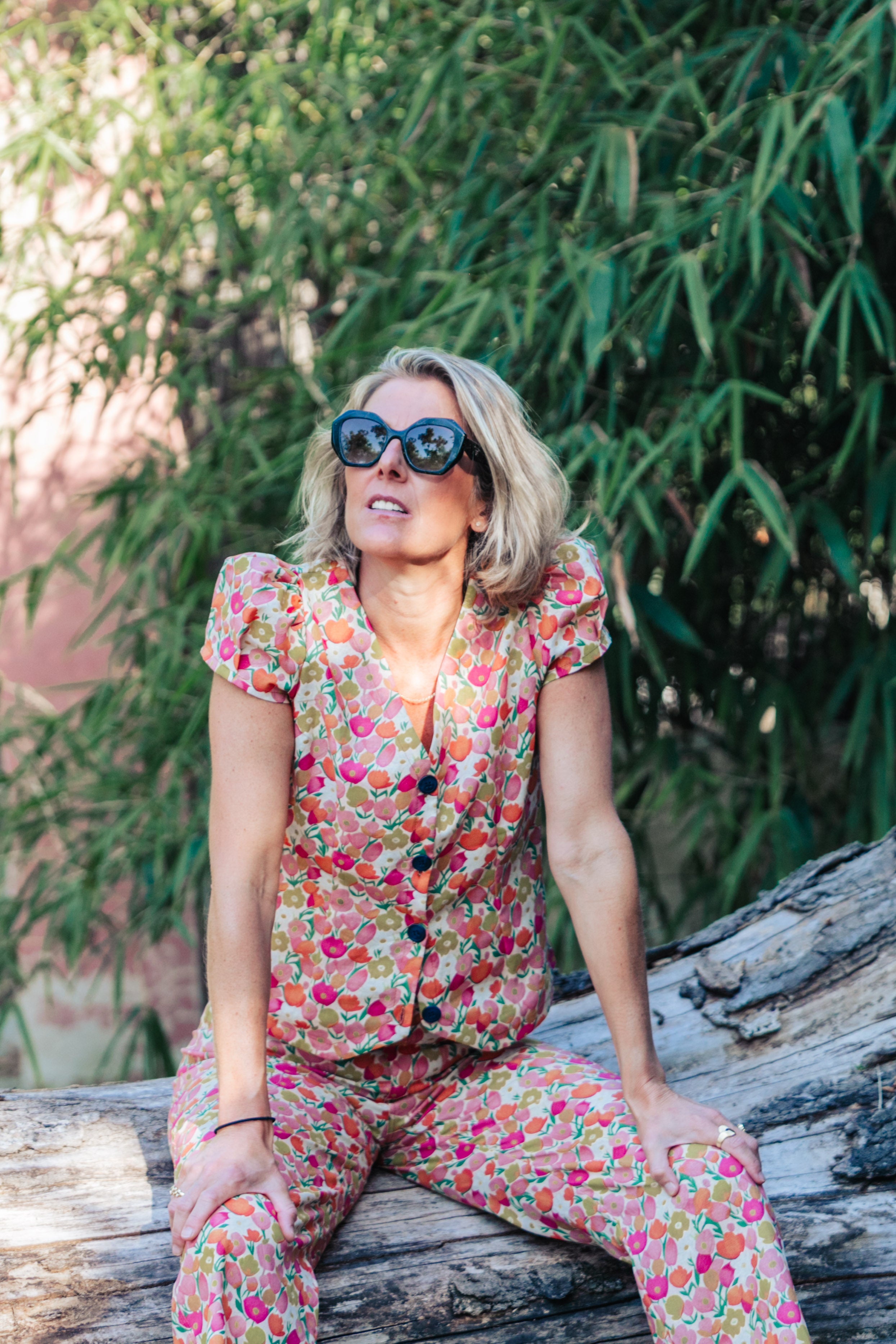 BLUSA TULIPANES LINO NARANJA