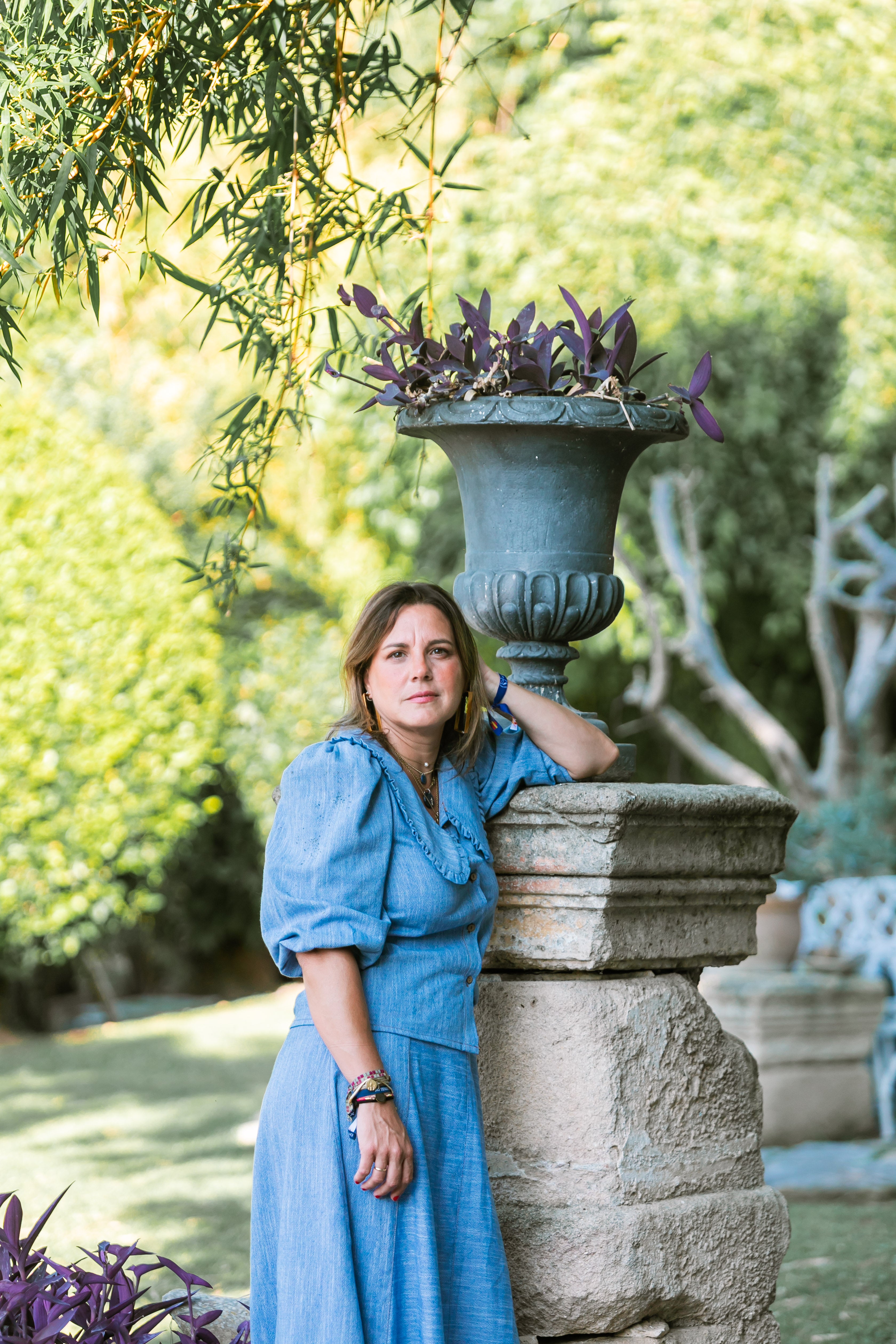 BLUSA PICO LINO VAQUERA AZUL