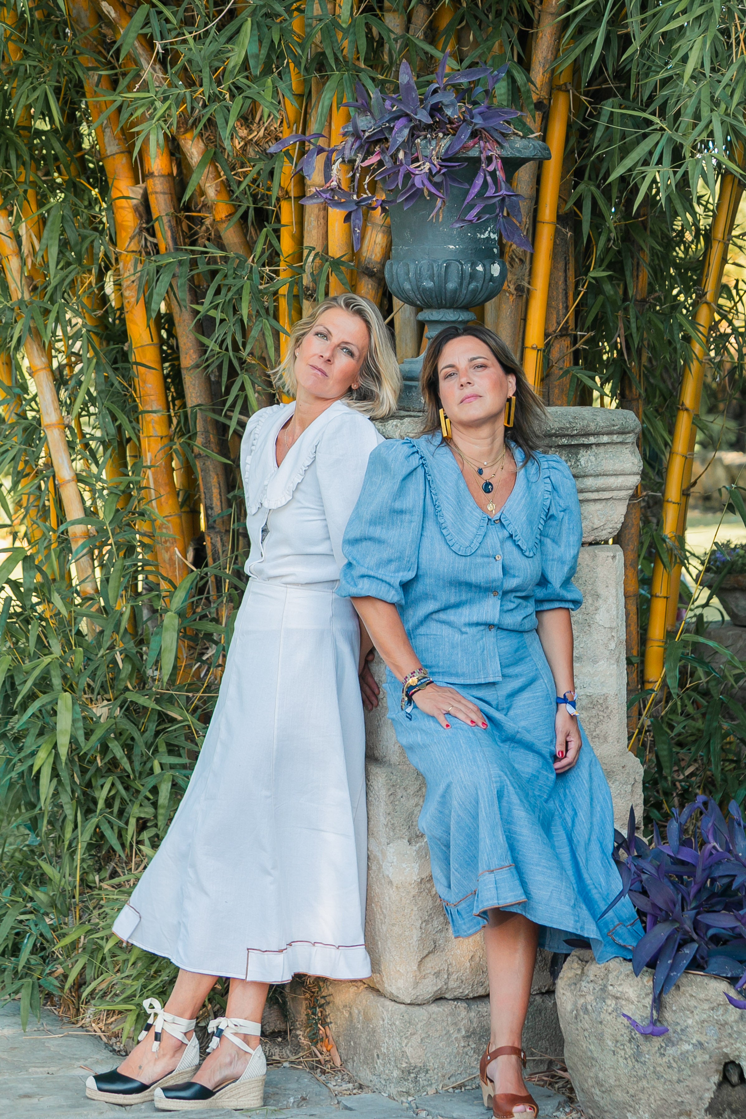 BLUSA PICO LINO VAQUERA AZUL