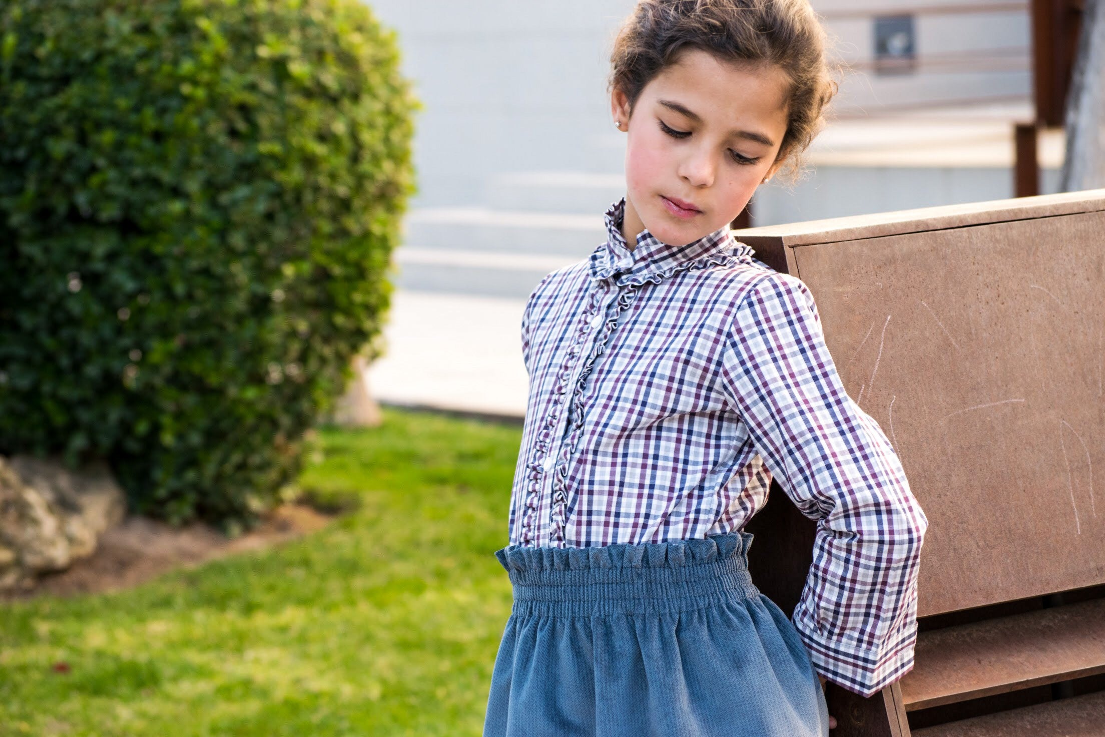 POLERA CUADROS GRISES