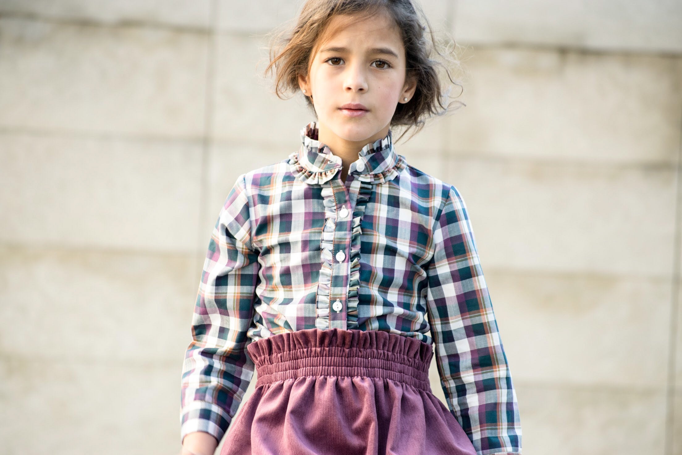 POLERA CUADROS BURDEOS