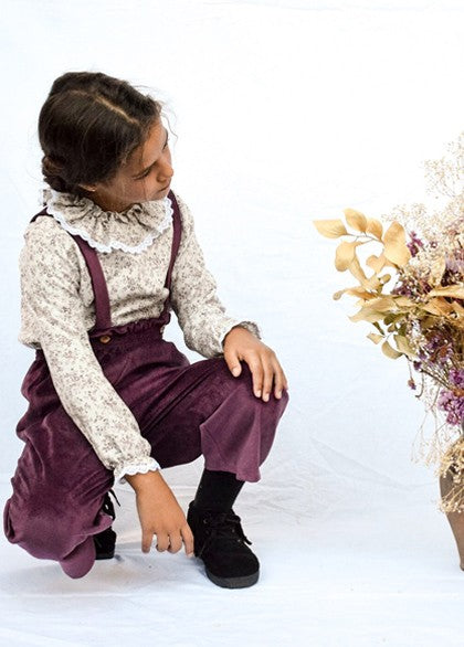 pantalon midi  pana rasada burdeos