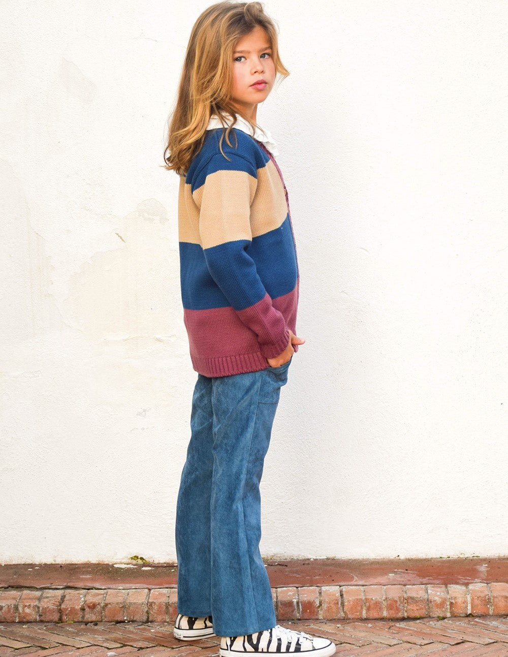 Chaqueta tricolor azul/burdeos