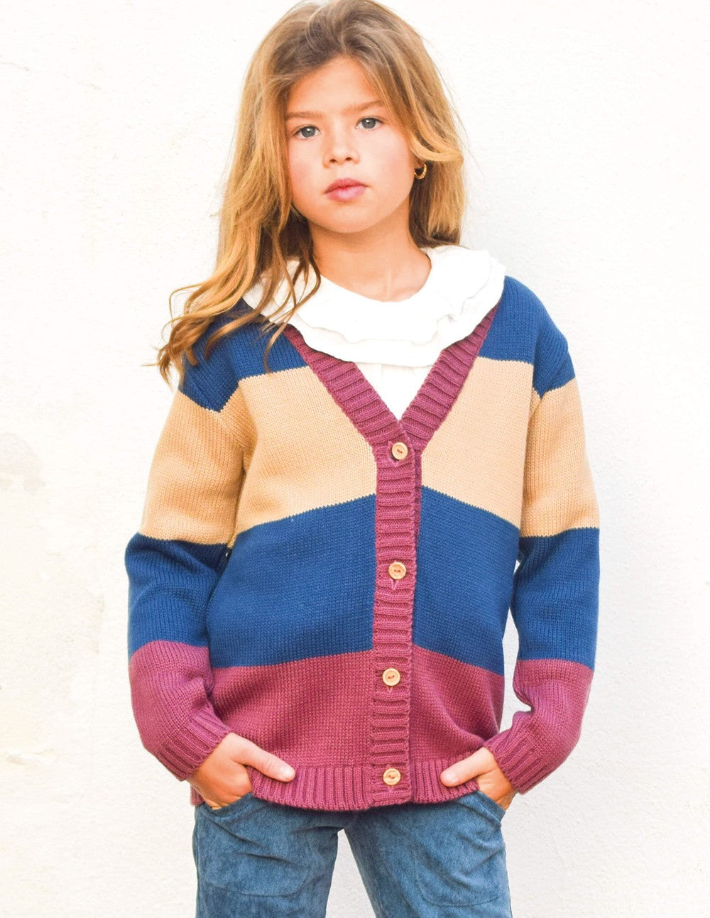 Chaqueta tricolor azul/burdeos