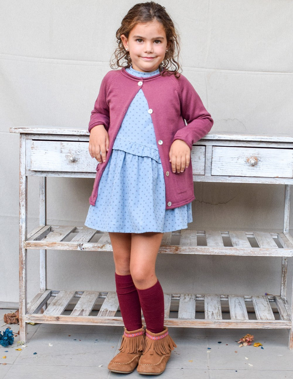 Vestido country flores azul