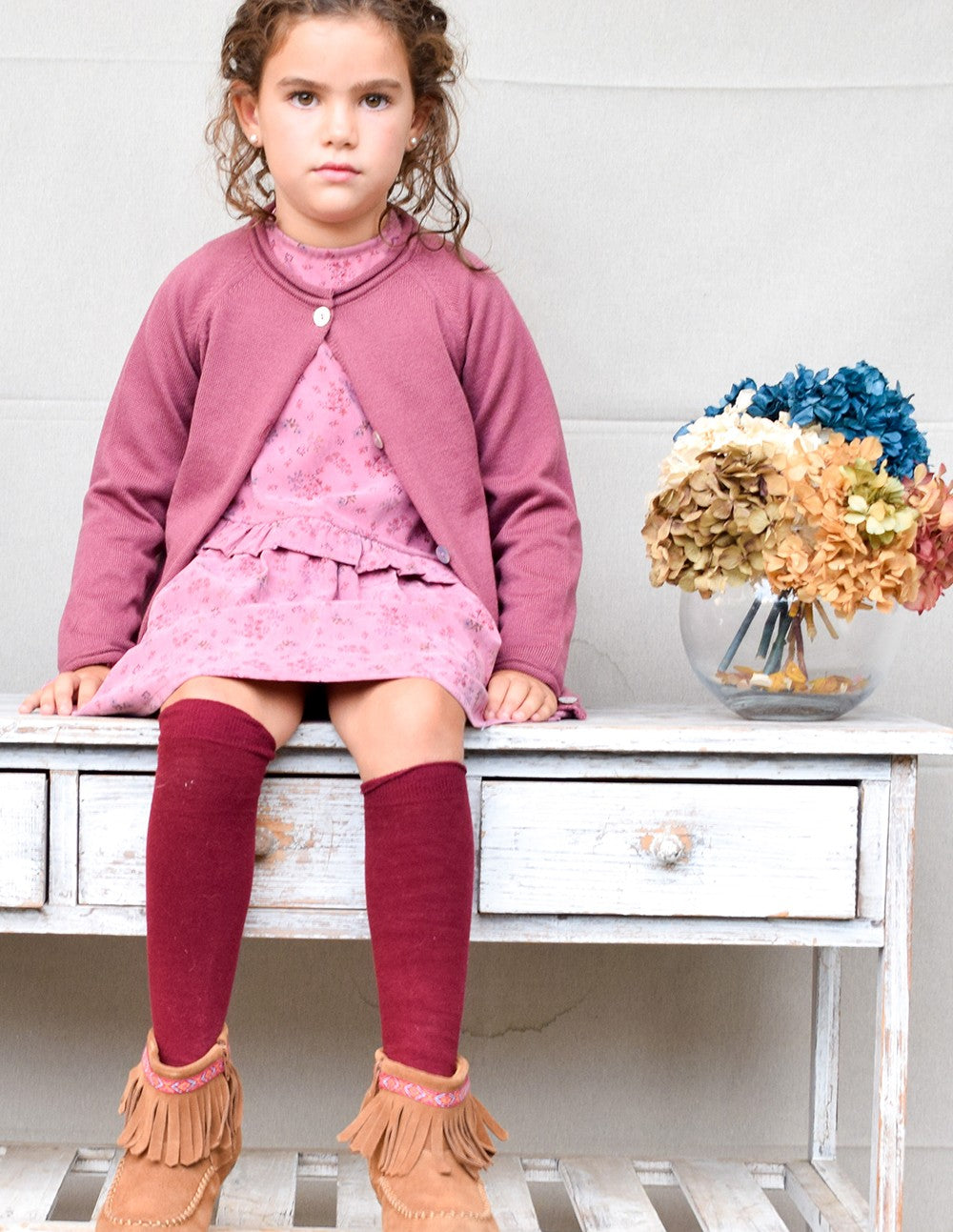 Vestido country flores rosa