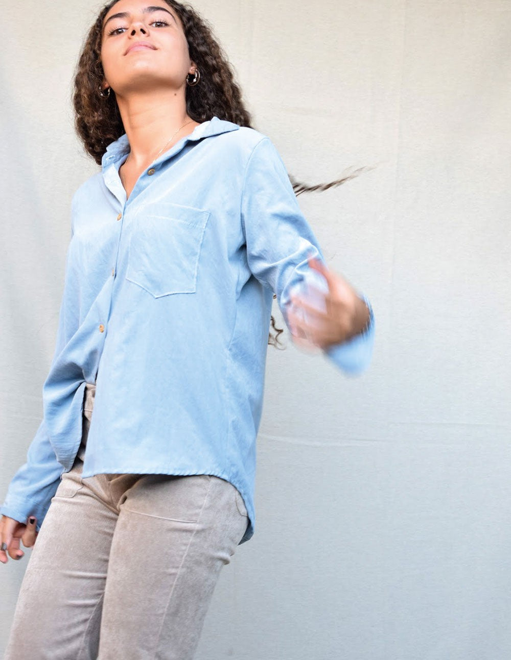 Pantalón campana pana beige