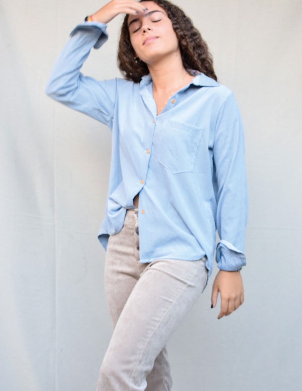 Pantalón campana pana beige