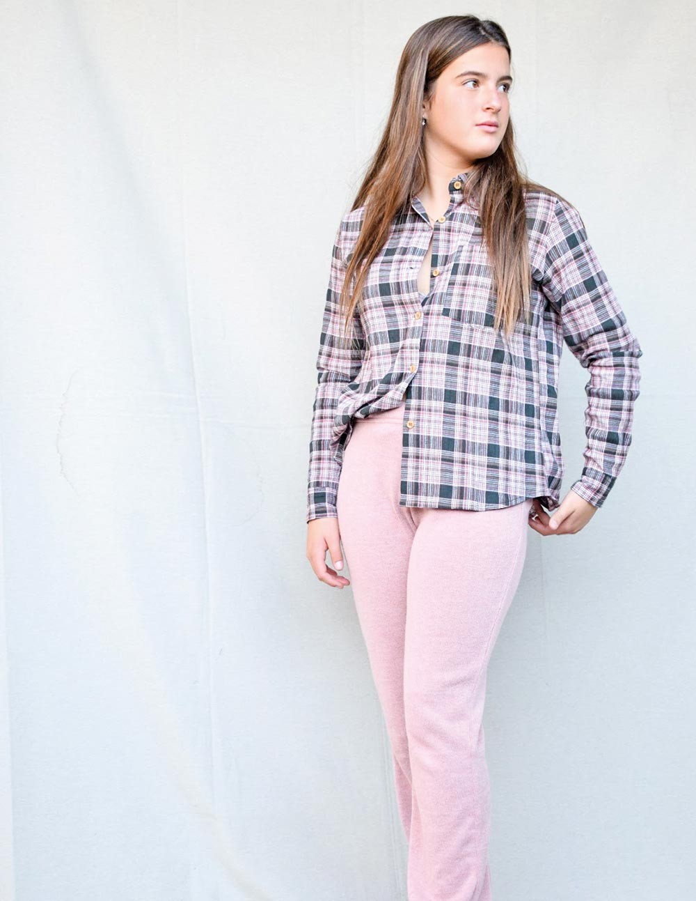 Blusa tartan rosa