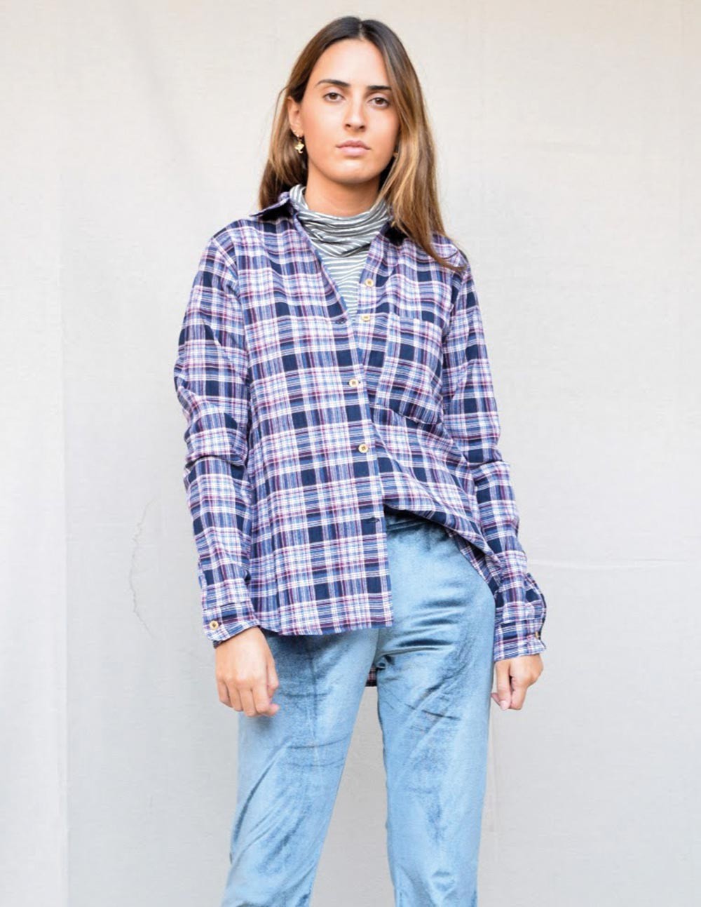 Blusa tartan azul