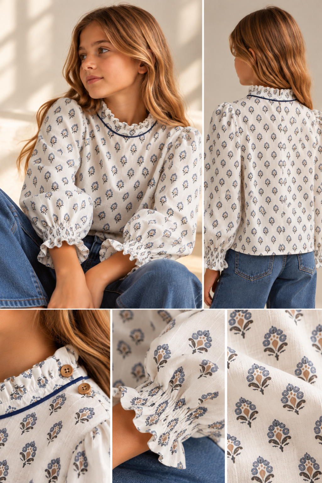 BLUSA MAO MOSAICO AZUL NIÑA