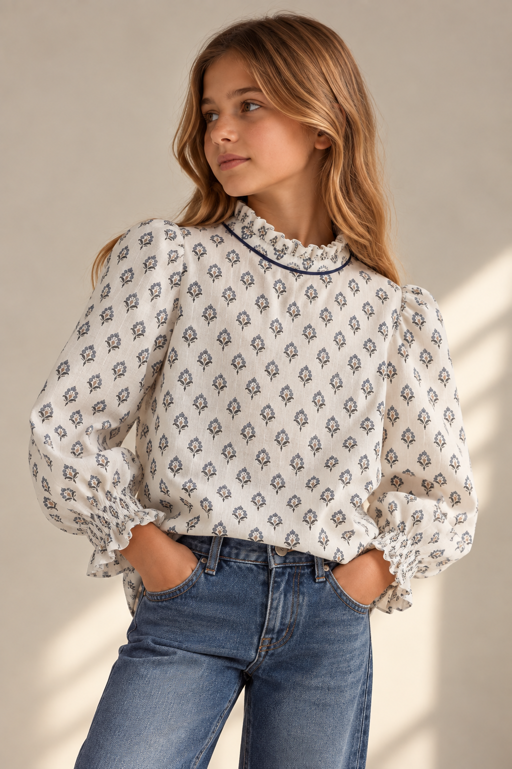 BLUSA MAO MOSAICO AZUL NIÑA