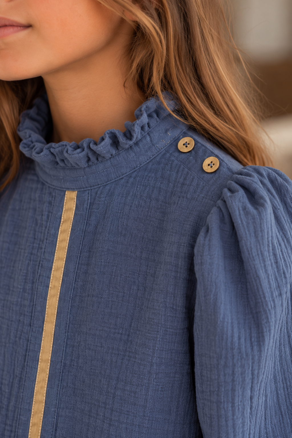 PLAIN BLUE MAO BLOUSE FOR GIRLS